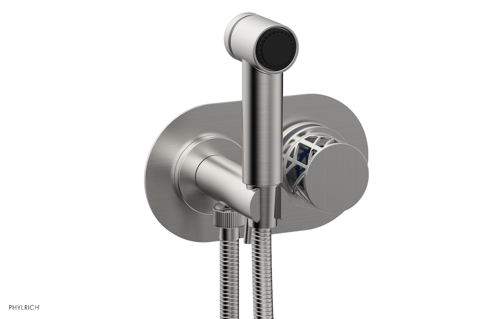 Phylrich JOLIE Wall Mounted Bidet, Round Handle with "Navy Blue" Accents