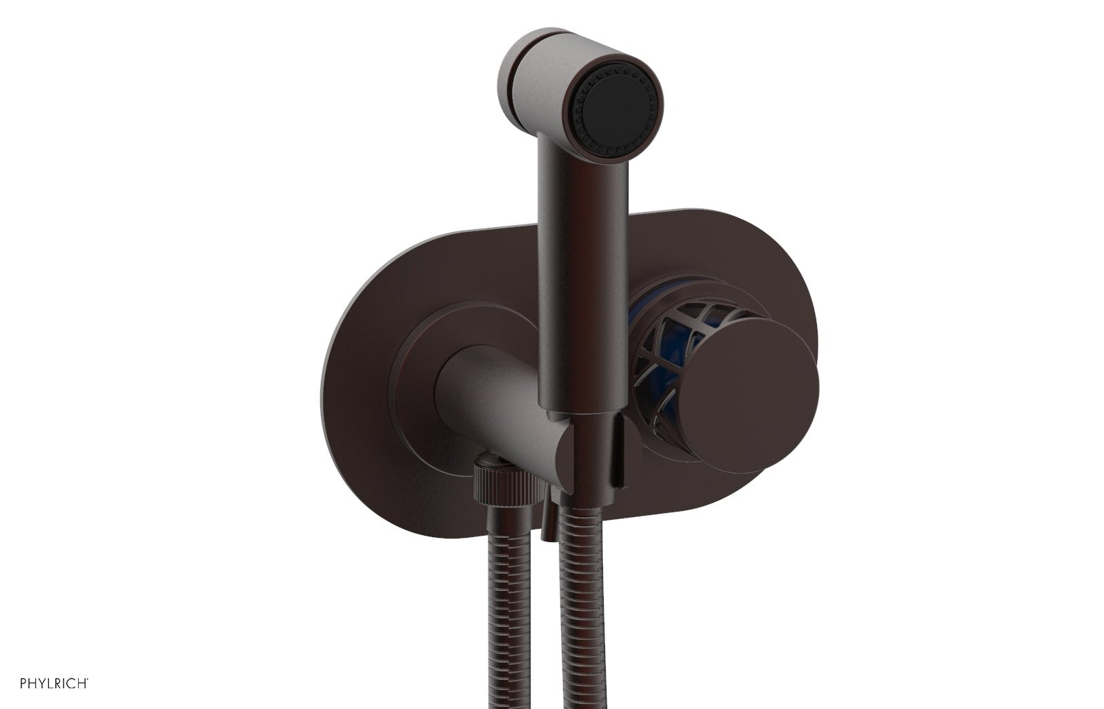 Phylrich JOLIE Wall Mounted Bidet, Round Handle with "Navy Blue" Accents