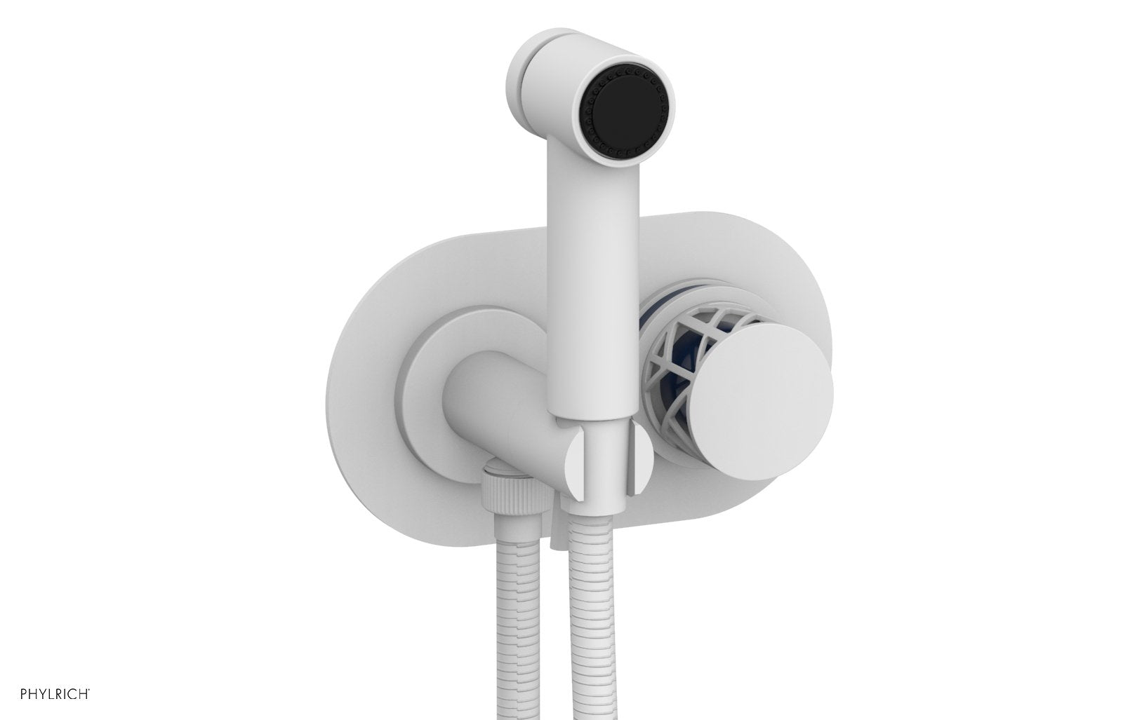 Phylrich JOLIE Wall Mounted Bidet, Round Handle with "Navy Blue" Accents