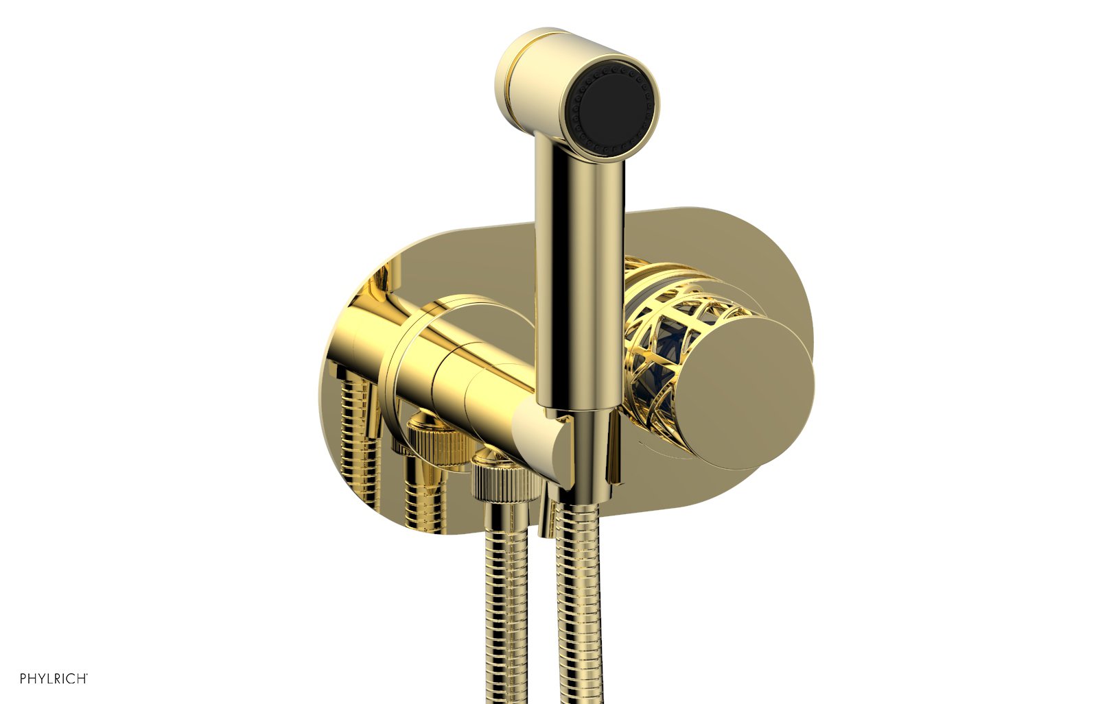 Phylrich JOLIE Wall Mounted Bidet, Round Handle with "Navy Blue" Accents