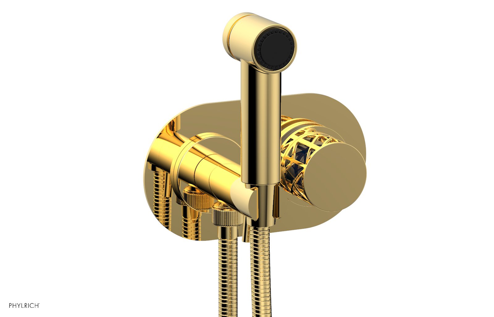 Phylrich JOLIE Wall Mounted Bidet, Round Handle with "Navy Blue" Accents