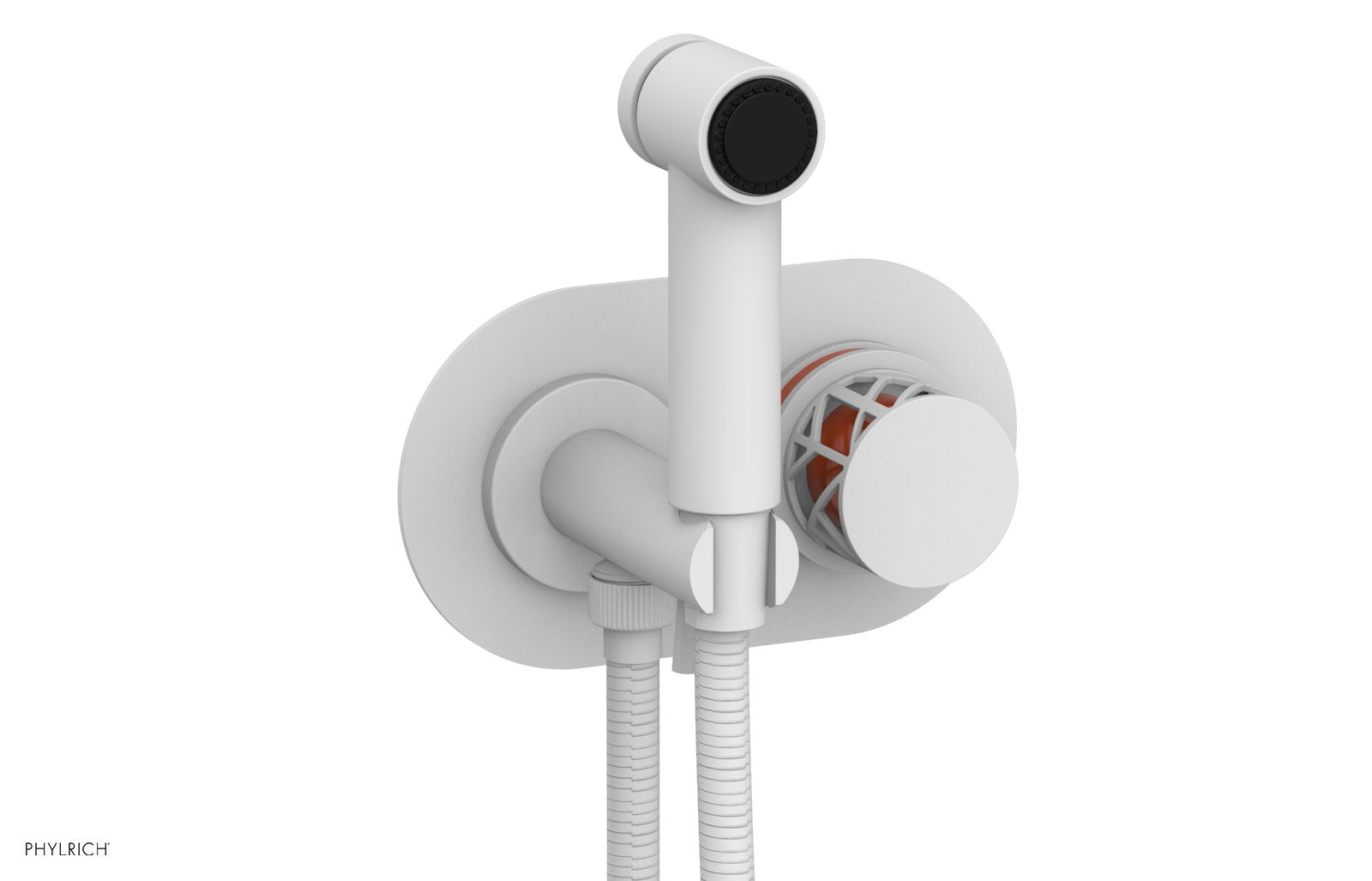 Phylrich JOLIE Wall Mounted Bidet, Round Handle with "Orange" Accents