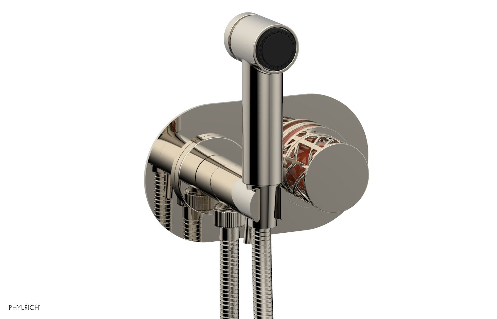 Phylrich JOLIE Wall Mounted Bidet, Round Handle with "Orange" Accents
