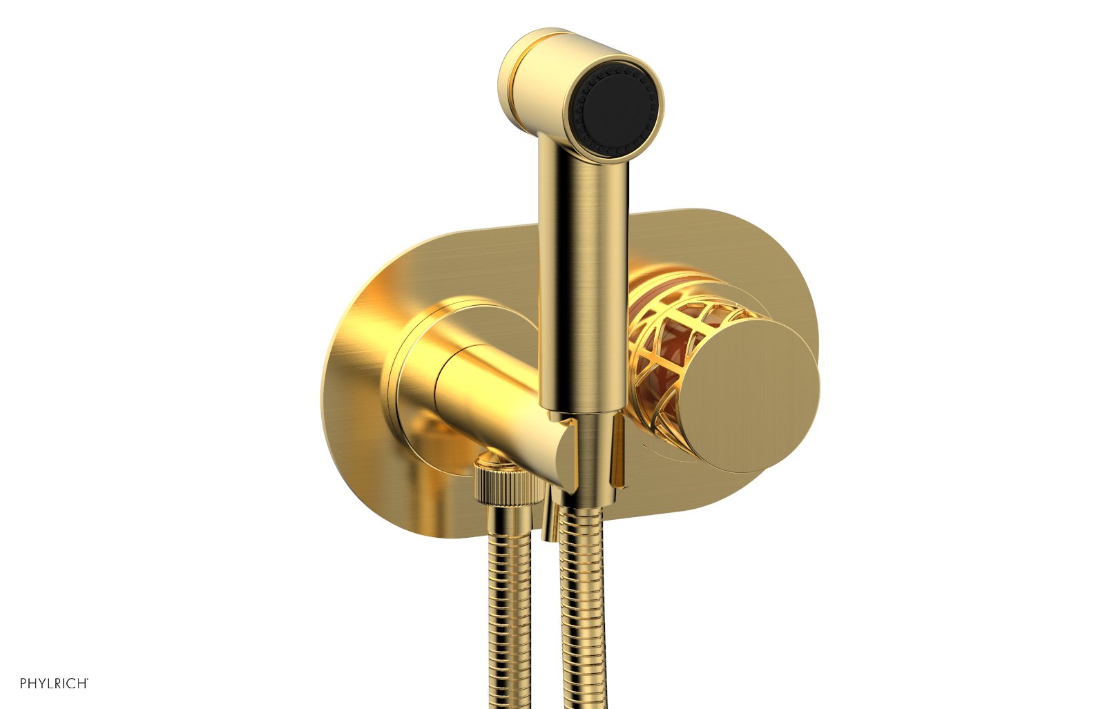 Phylrich JOLIE Wall Mounted Bidet, Round Handle with "Orange" Accents