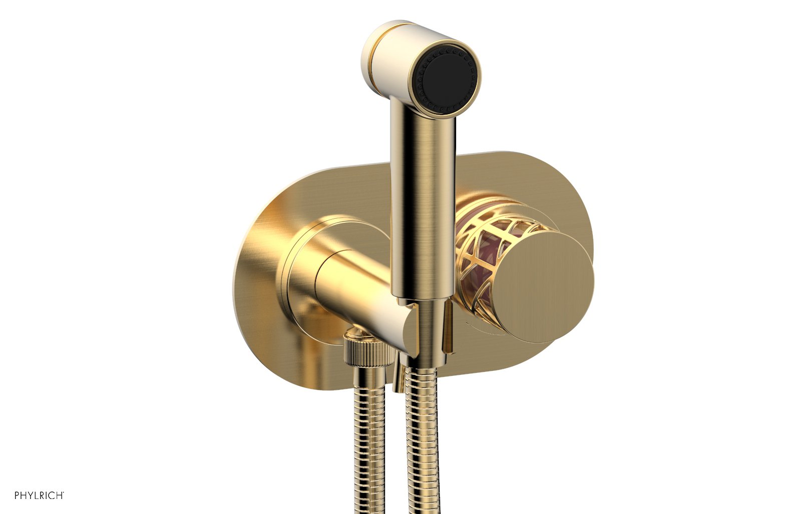 Phylrich JOLIE Wall Mounted Bidet, Round Handle with "Pink" Accents
