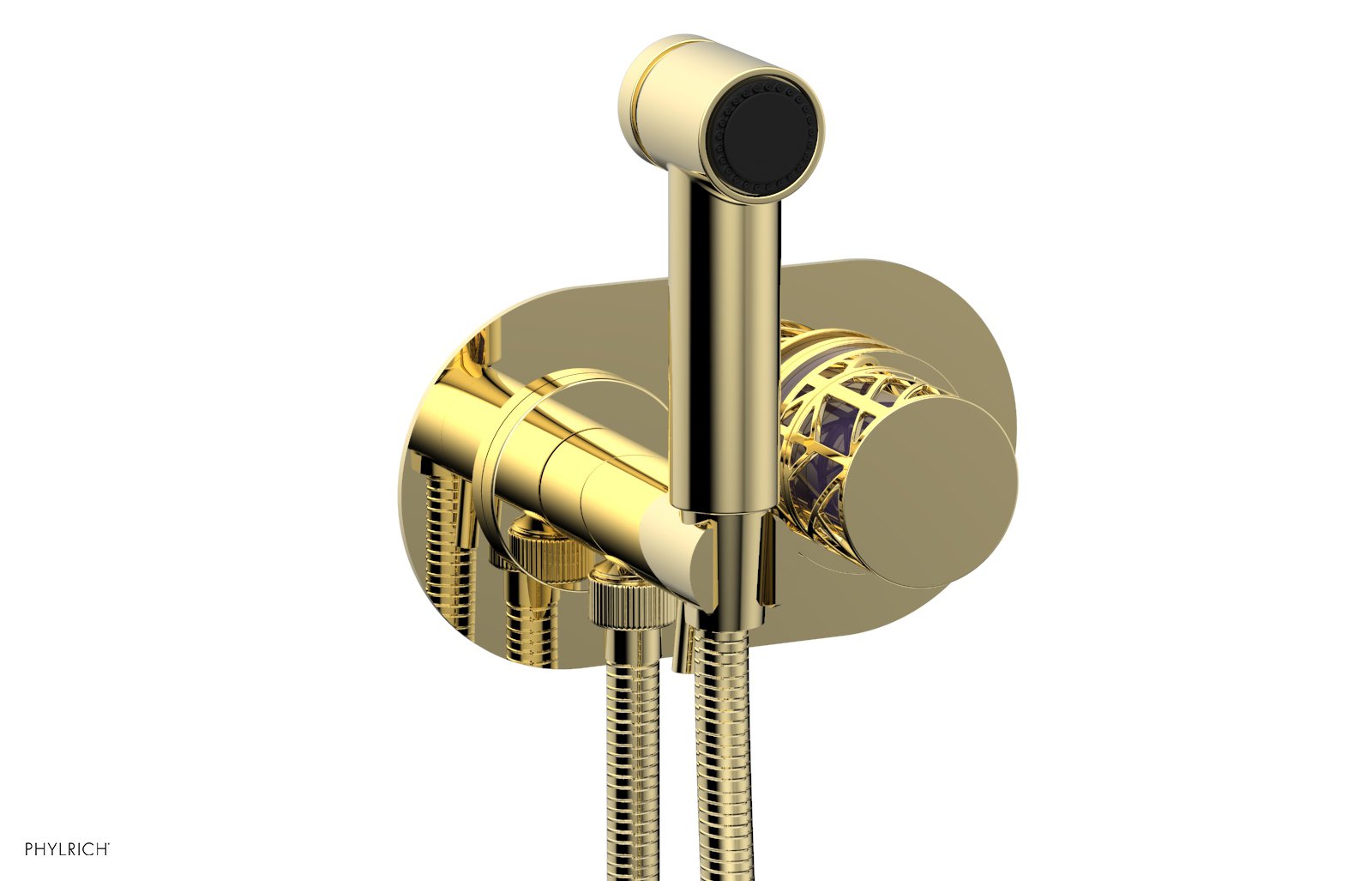 Phylrich JOLIE Wall Mounted Bidet, Round Handle with "Purple" Accents