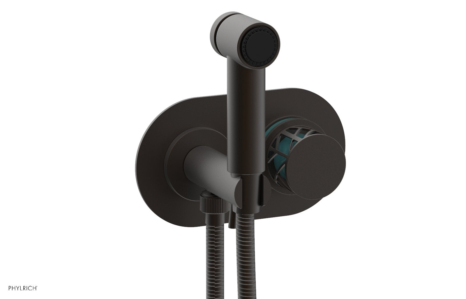 Phylrich JOLIE Wall Mounted Bidet, Round Handle with "Turquoise" Accents