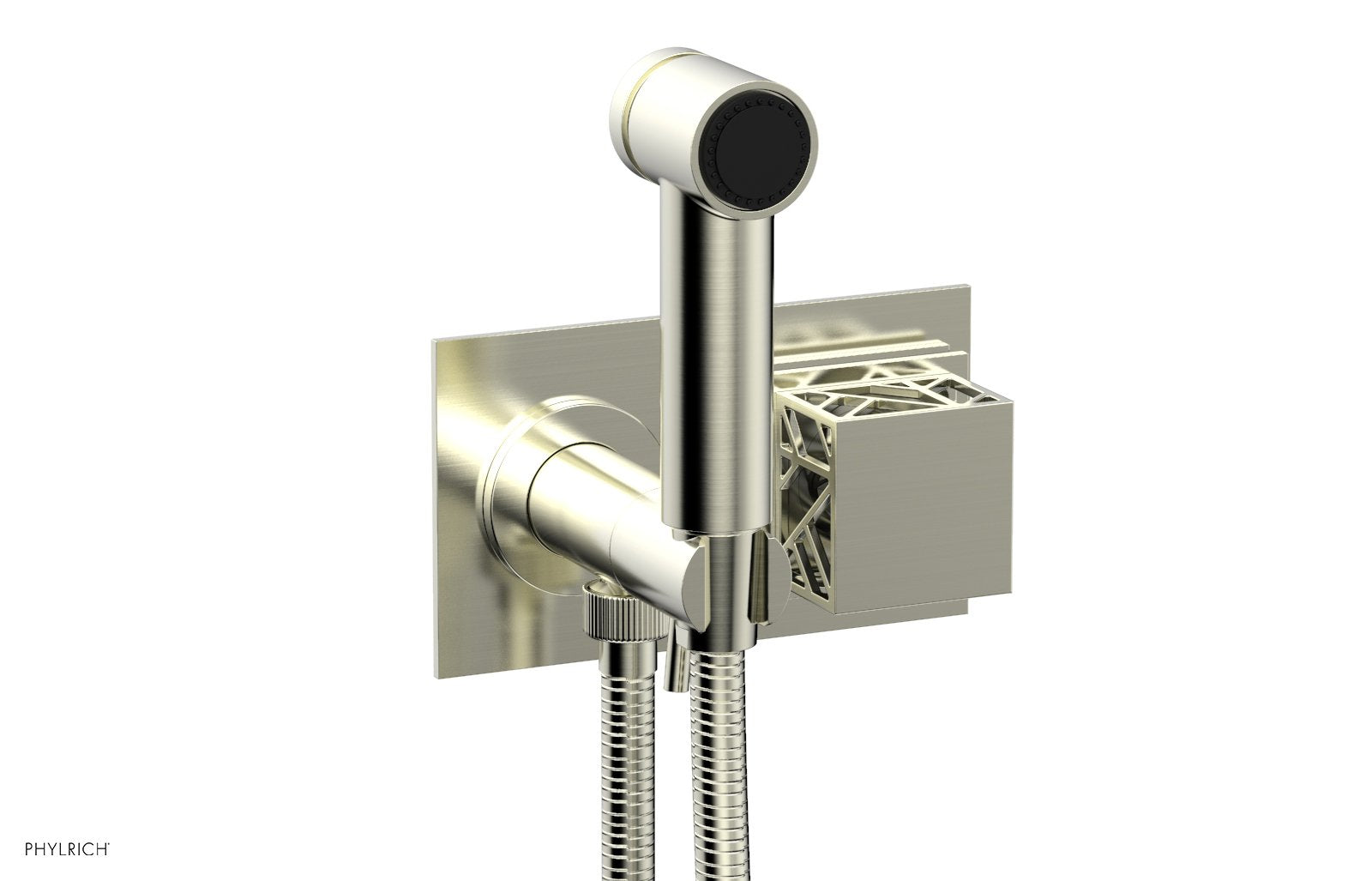 Phylrich JOLIE Wall Mounted Bidet, Square Handle with "Black" Accents