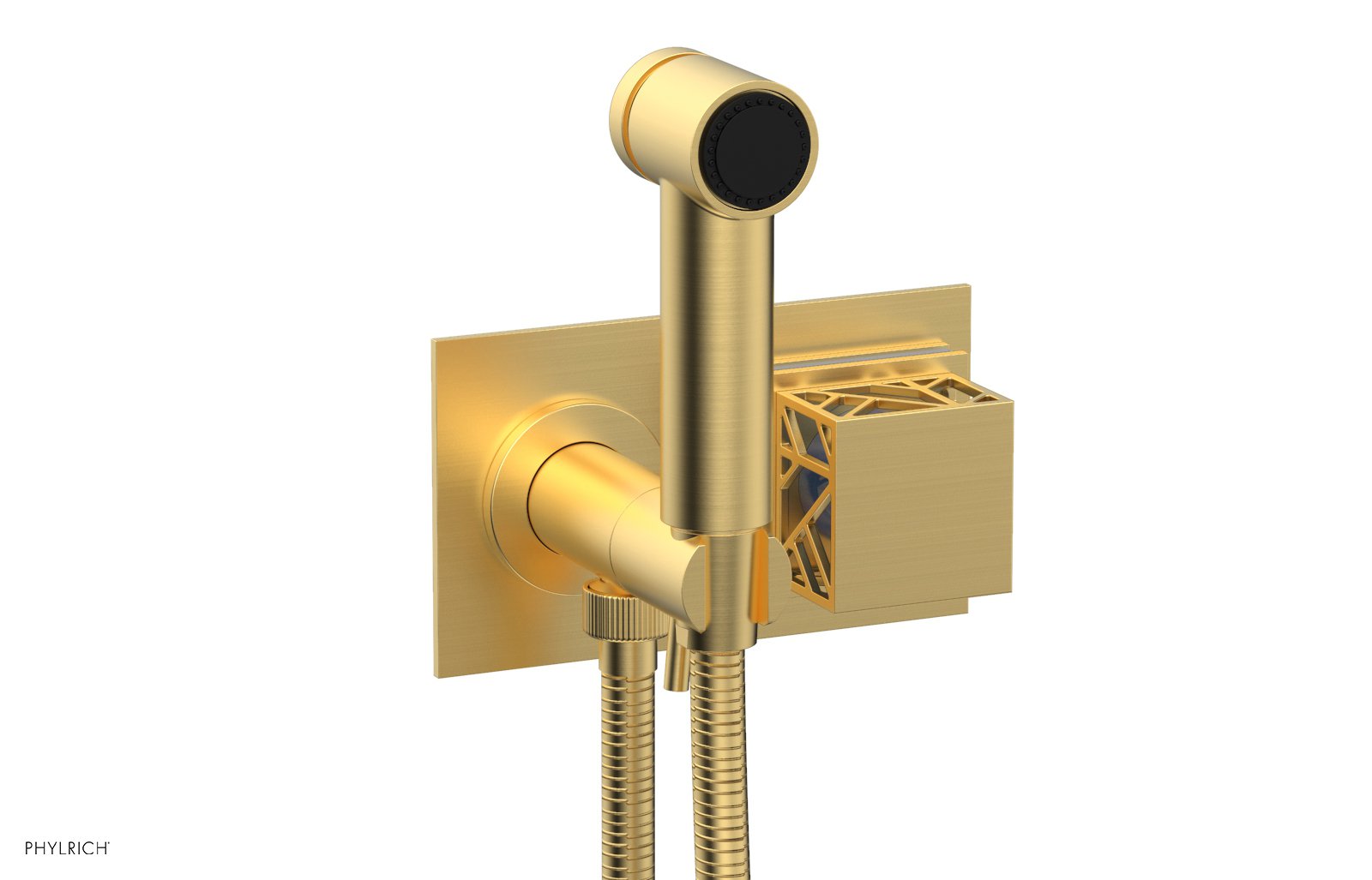 Phylrich JOLIE Wall Mounted Bidet, Square Handle with "Light Blue" Accents