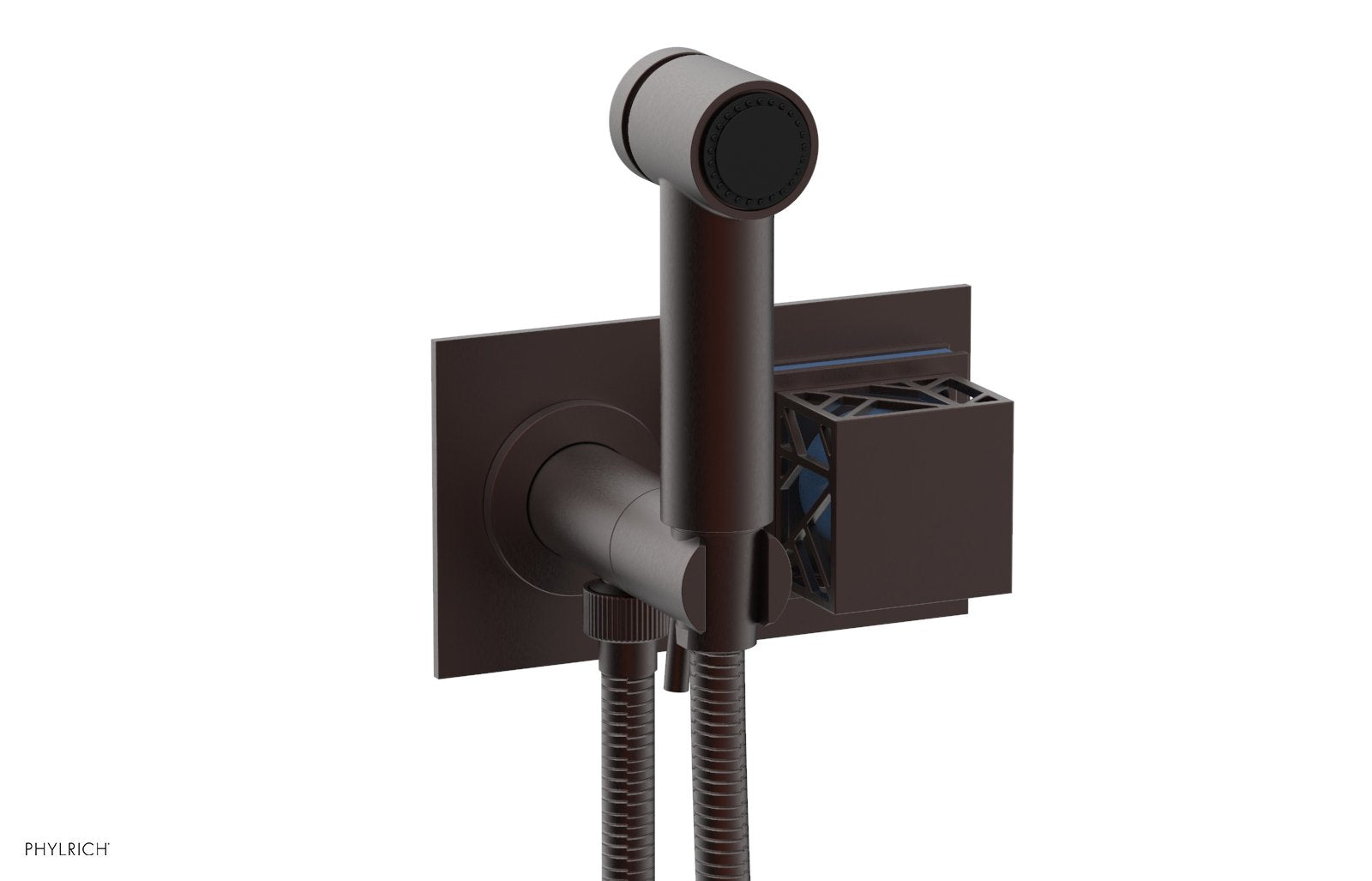 Phylrich JOLIE Wall Mounted Bidet, Square Handle with "Light Blue" Accents
