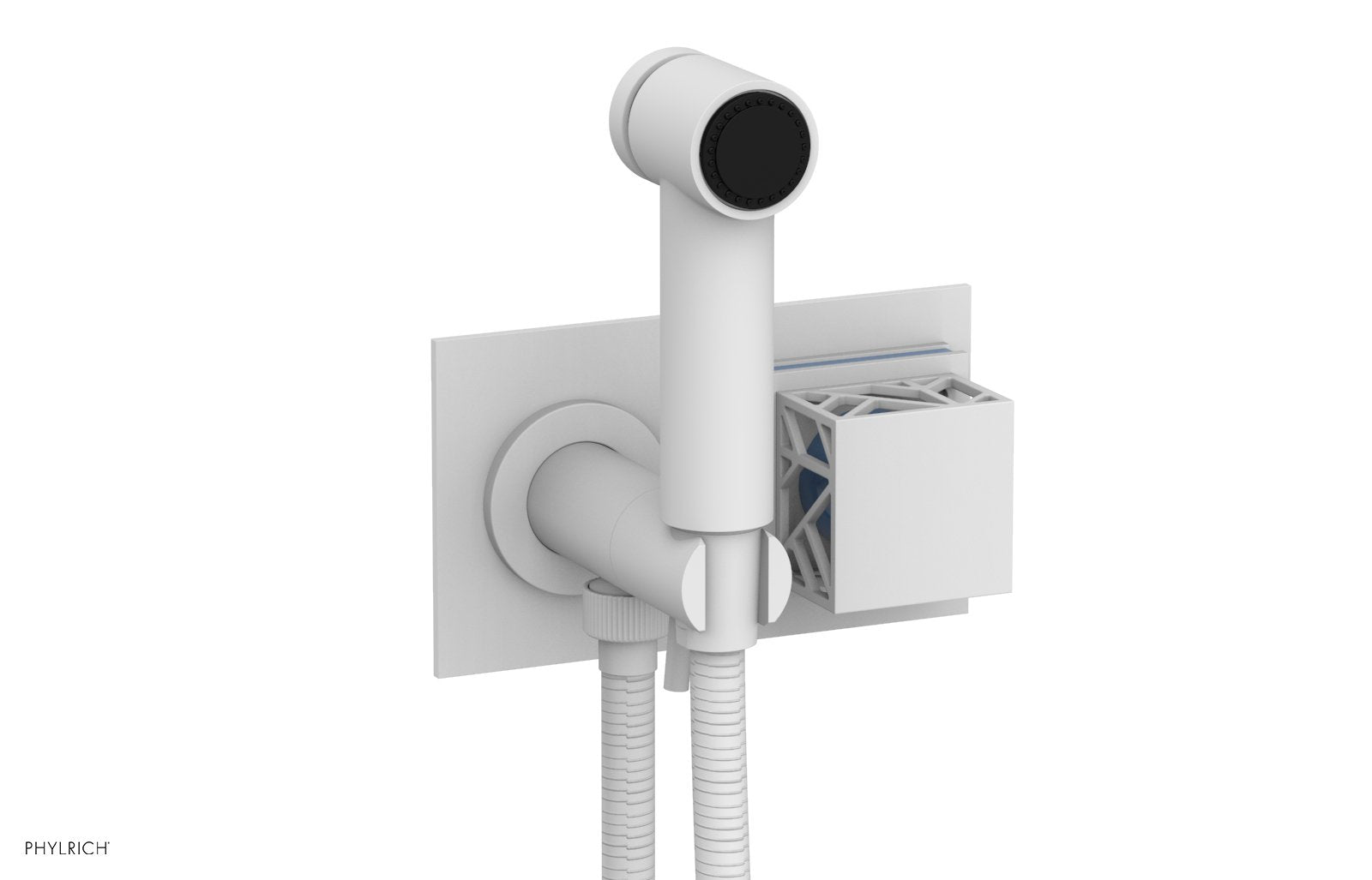 Phylrich JOLIE Wall Mounted Bidet, Square Handle with "Light Blue" Accents