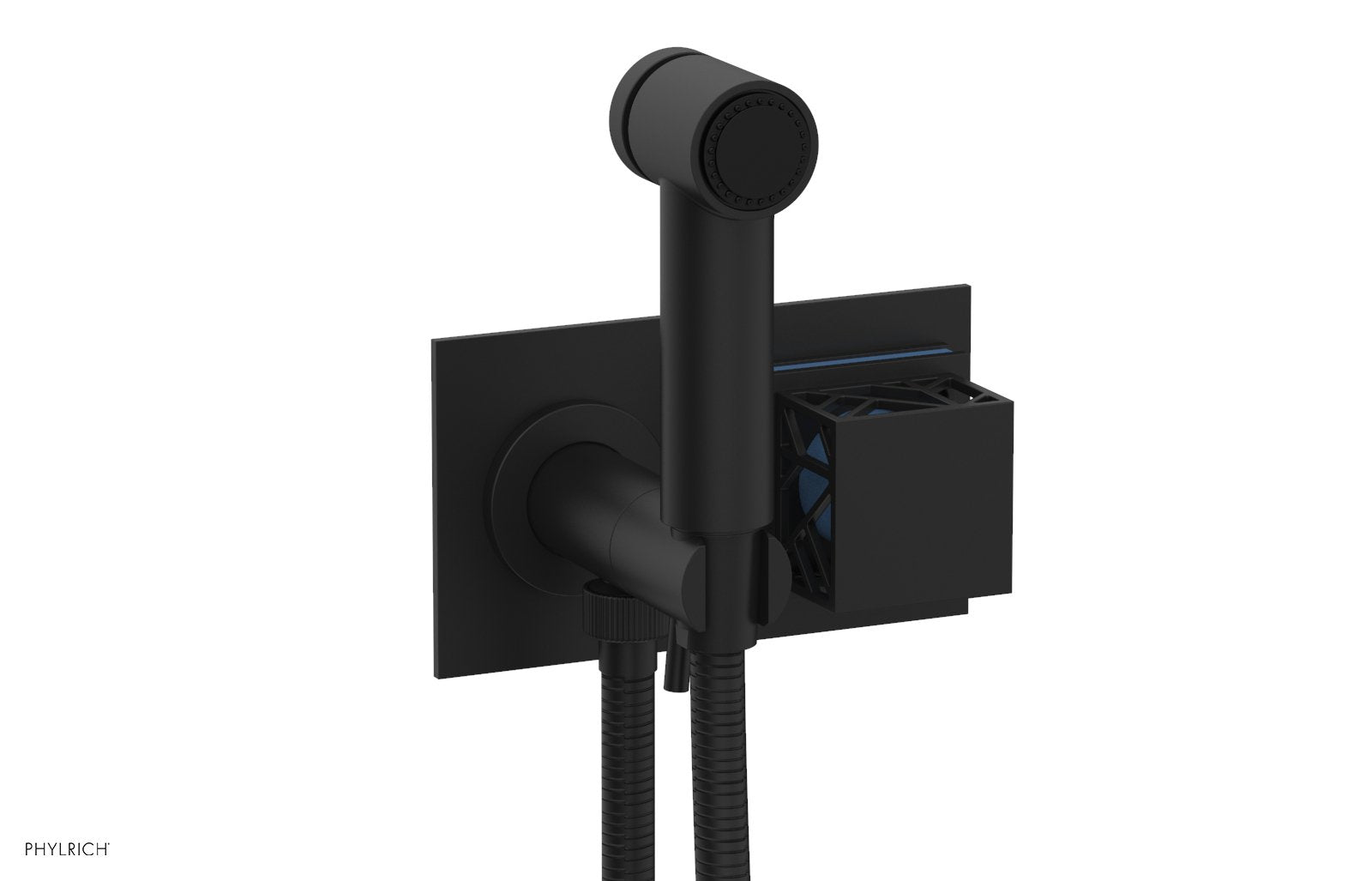 Phylrich JOLIE Wall Mounted Bidet, Square Handle with "Light Blue" Accents
