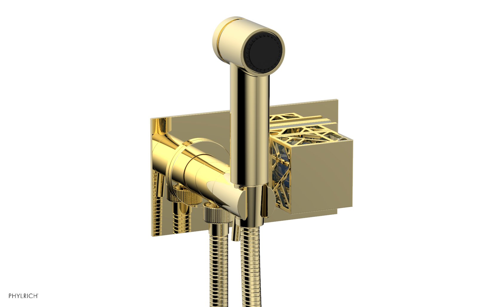 Phylrich JOLIE Wall Mounted Bidet, Square Handle with "Light Blue" Accents