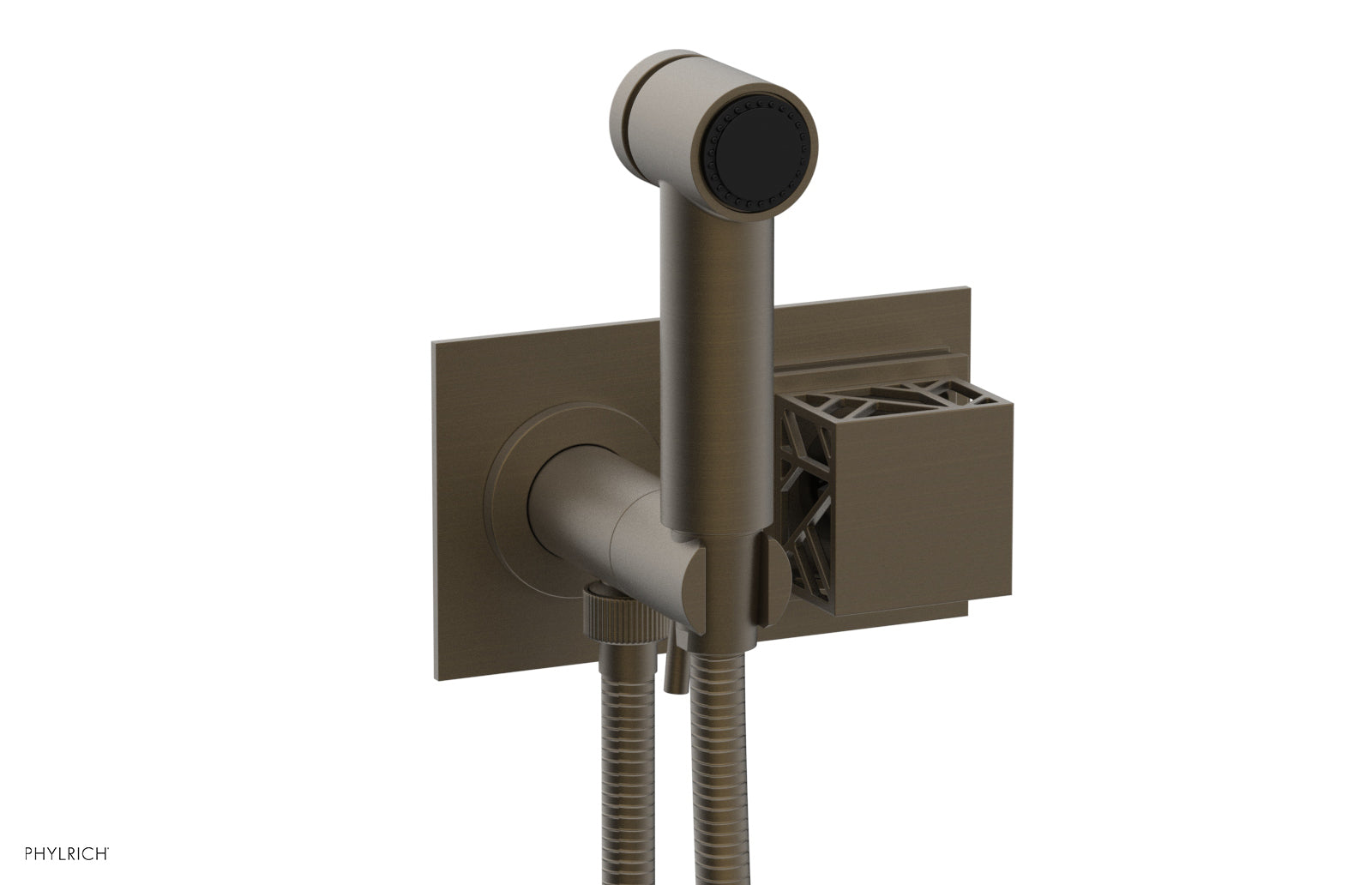 Phylrich JOLIE Wall Mounted Bidet, Square Handle with "Black" Accents