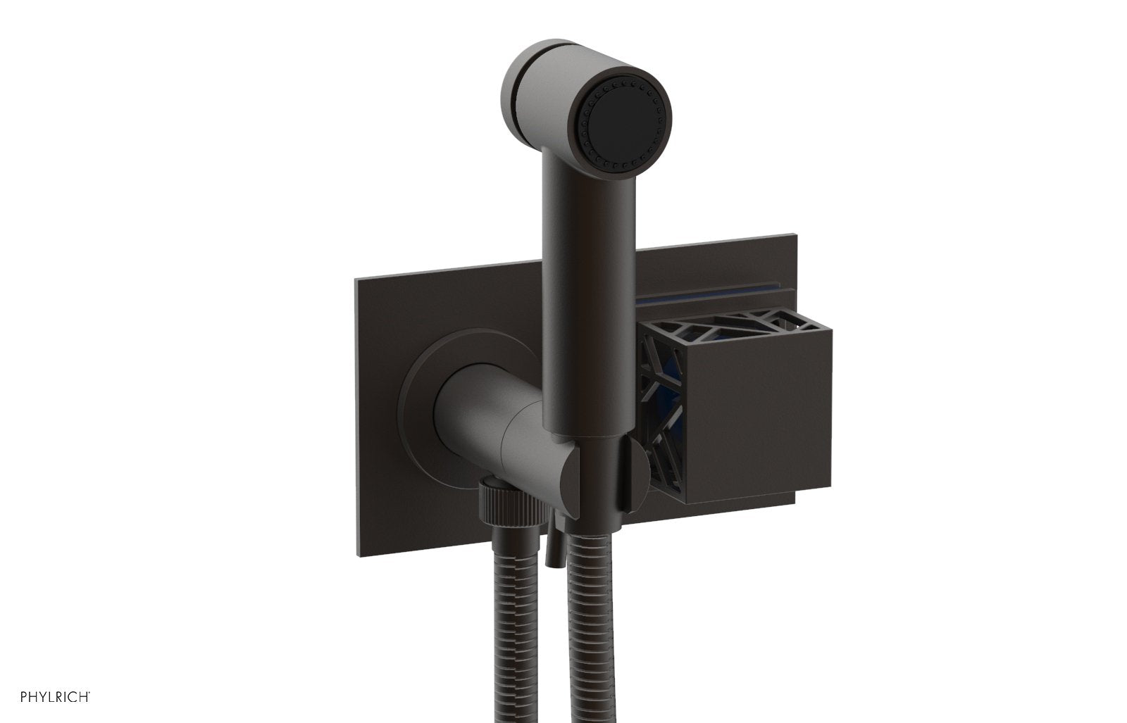 Phylrich JOLIE Wall Mounted Bidet, Square Handle with "Navy Blue" Accents