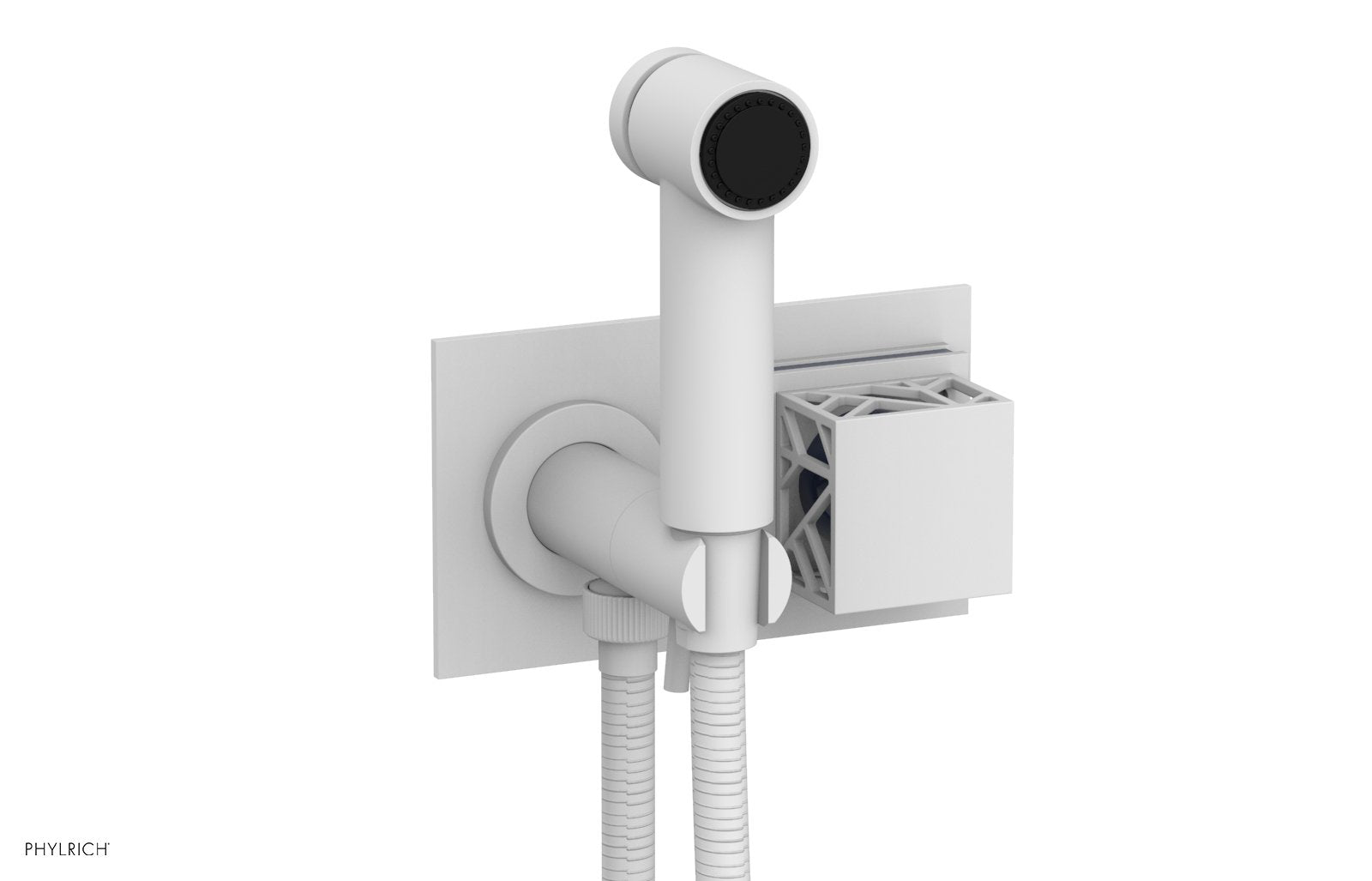 Phylrich JOLIE Wall Mounted Bidet, Square Handle with "Navy Blue" Accents