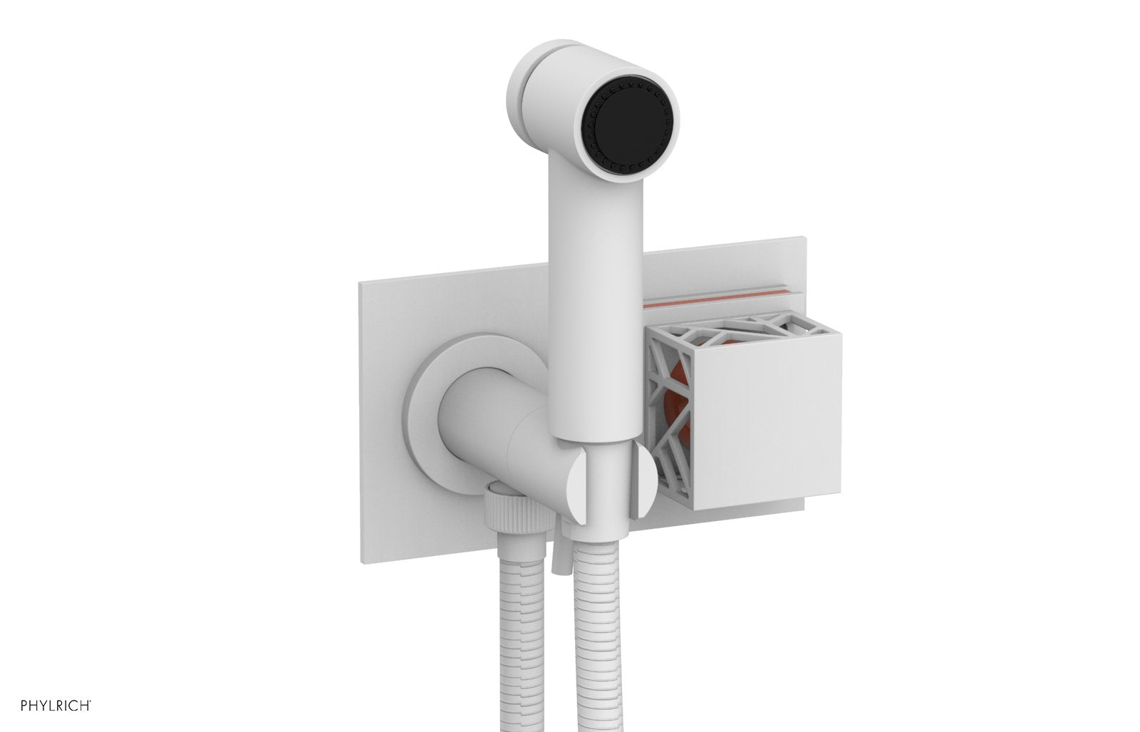Phylrich JOLIE Wall Mounted Bidet, Square Handle with "Orange" Accents