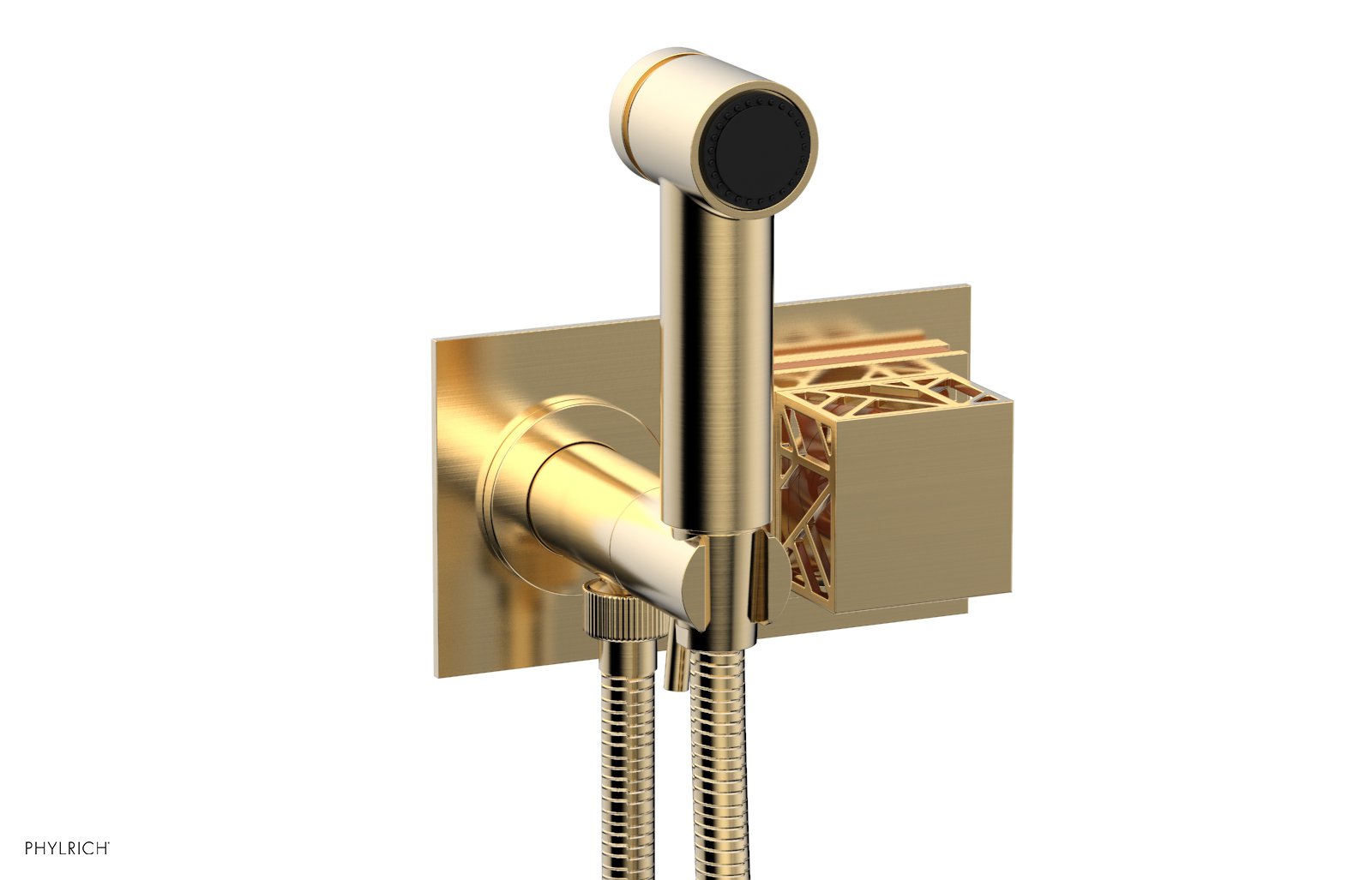 Phylrich JOLIE Wall Mounted Bidet, Square Handle with "Orange" Accents