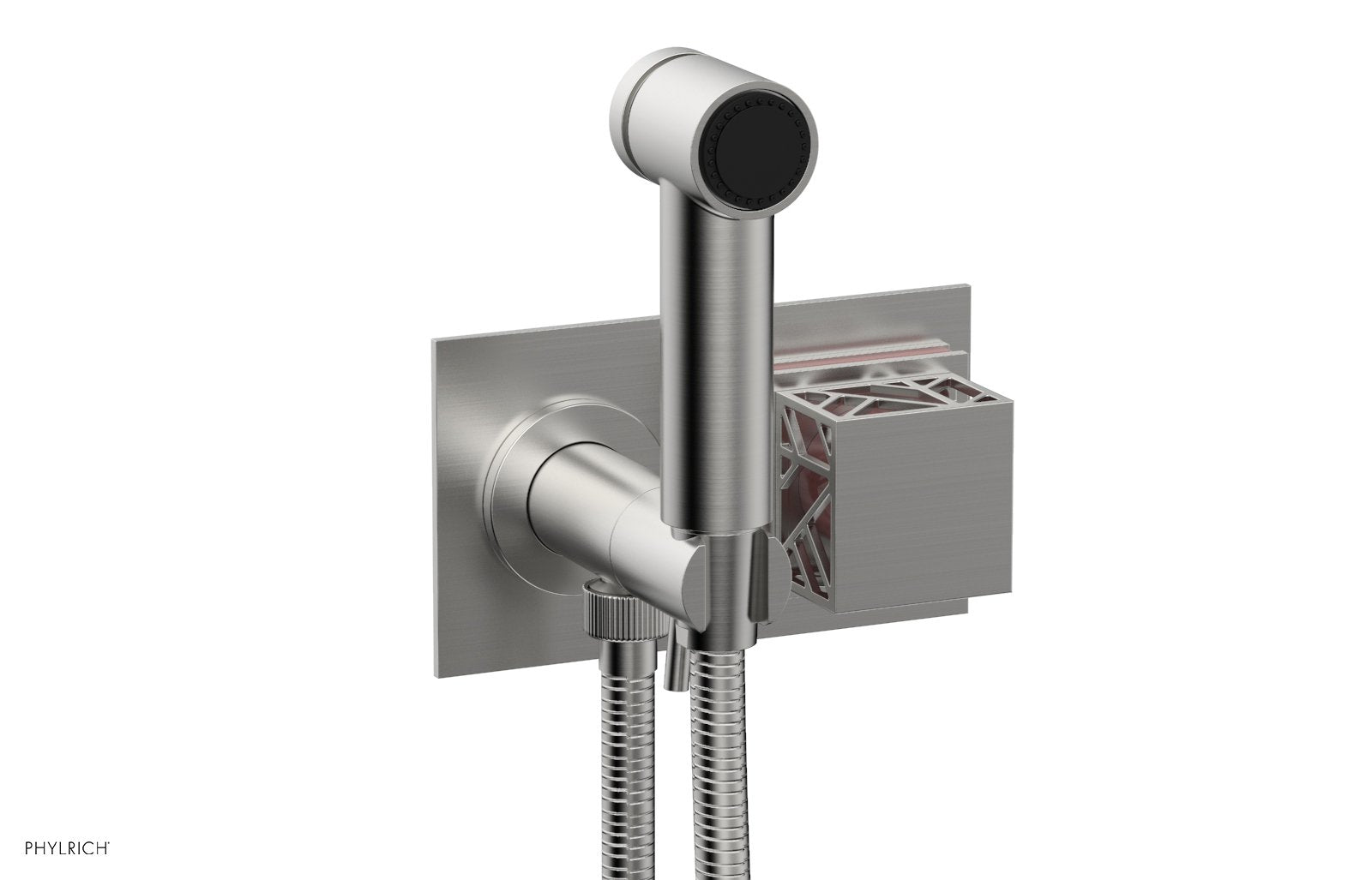 Phylrich JOLIE Wall Mounted Bidet, Square Handle with "Pink" Accents