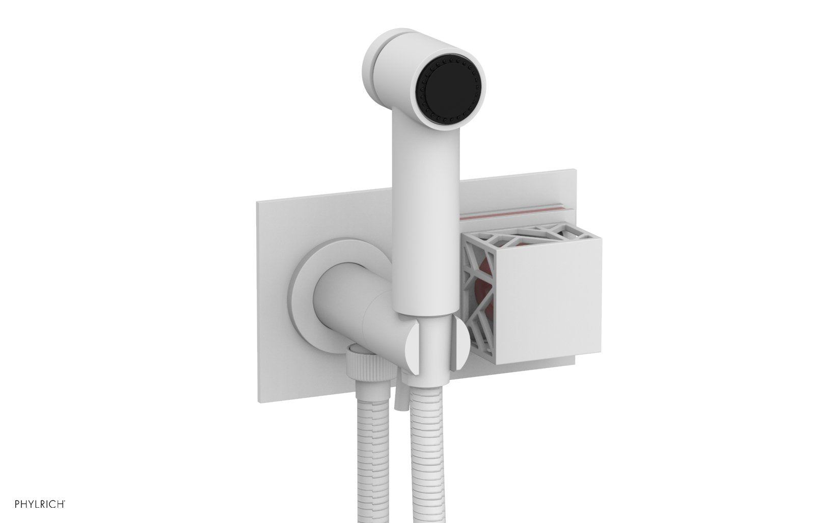 Phylrich JOLIE Wall Mounted Bidet, Square Handle with "Pink" Accents