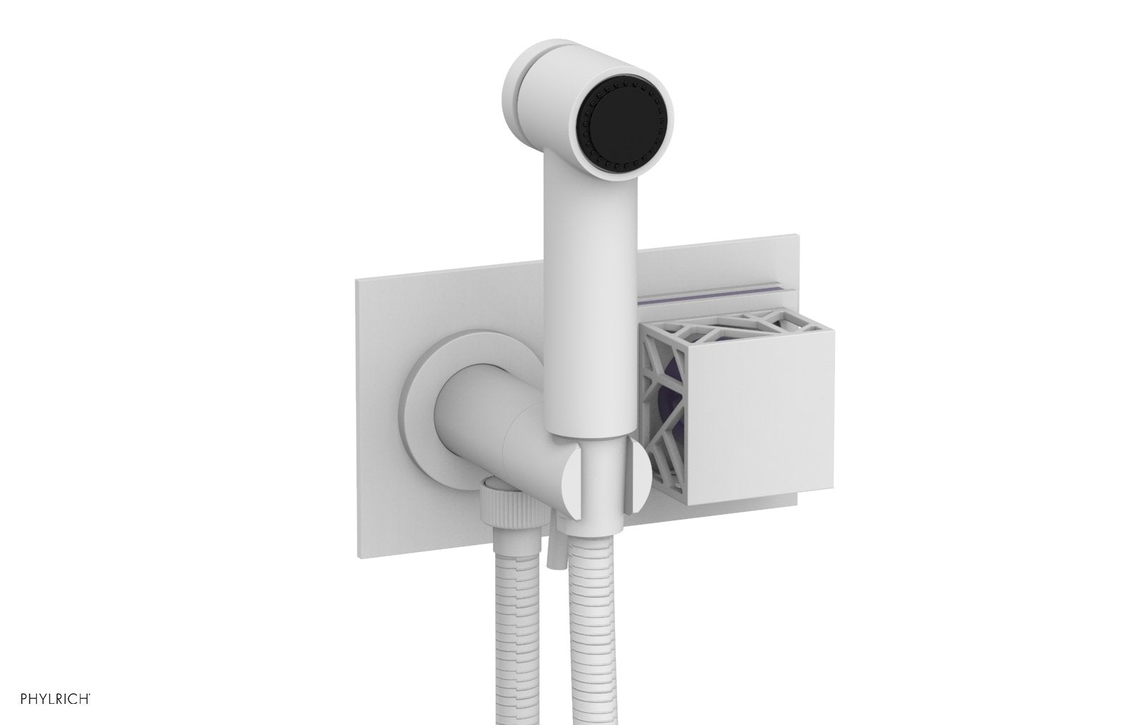 Phylrich JOLIE Wall Mounted Bidet, Square Handle with "Purple" Accents