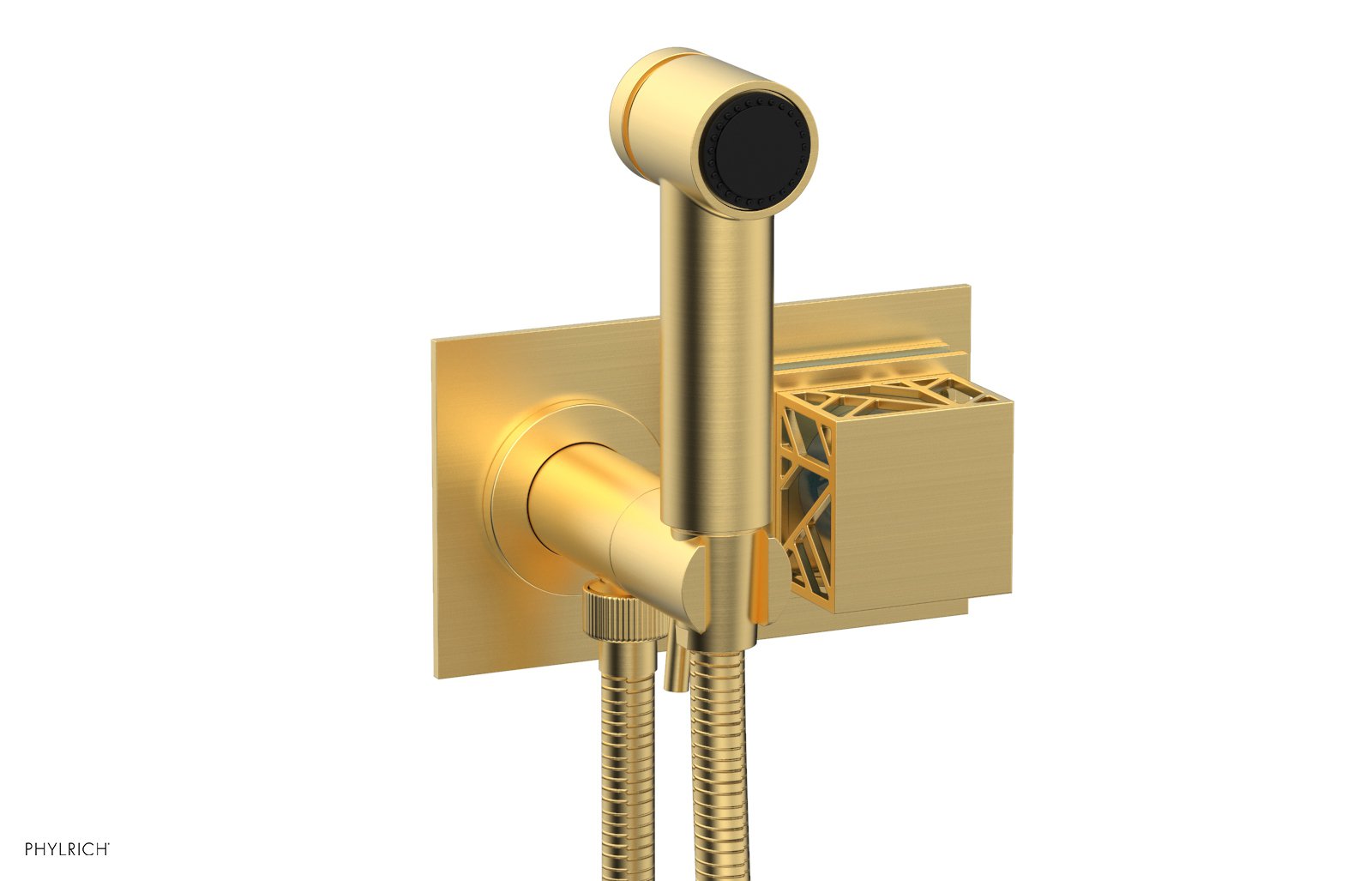 Phylrich JOLIE Wall Mounted Bidet, Square Handle with "Turquoise" Accents