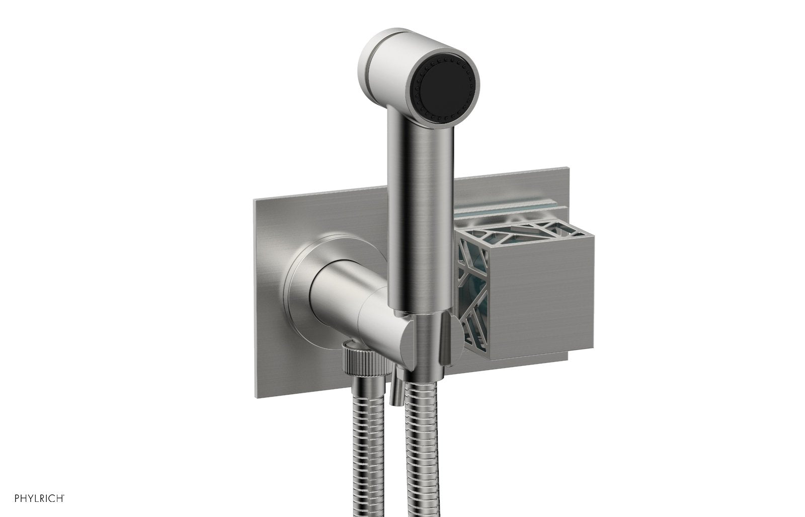 Phylrich JOLIE Wall Mounted Bidet, Square Handle with "Turquoise" Accents