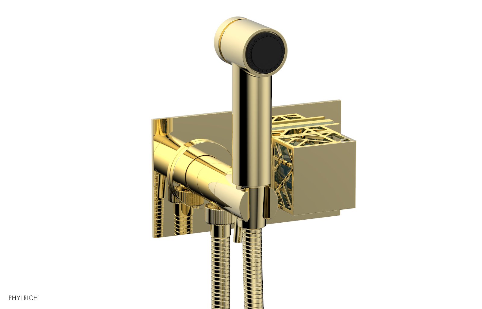 Phylrich JOLIE Wall Mounted Bidet, Square Handle with "Turquoise" Accents