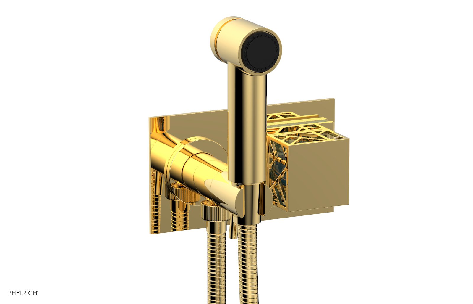 Phylrich JOLIE Wall Mounted Bidet, Square Handle with "Turquoise" Accents