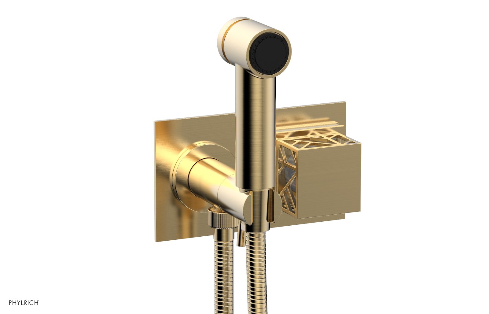 Phylrich JOLIE Wall Mounted Bidet, Square Handle with "White" Accents