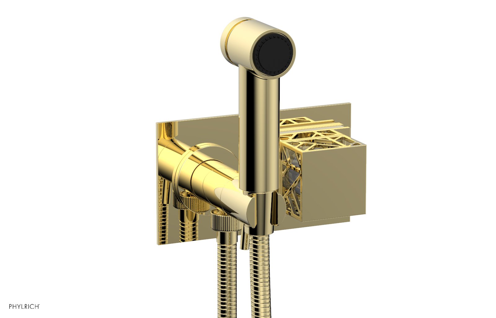 Phylrich JOLIE Wall Mounted Bidet, Square Handle with "White" Accents