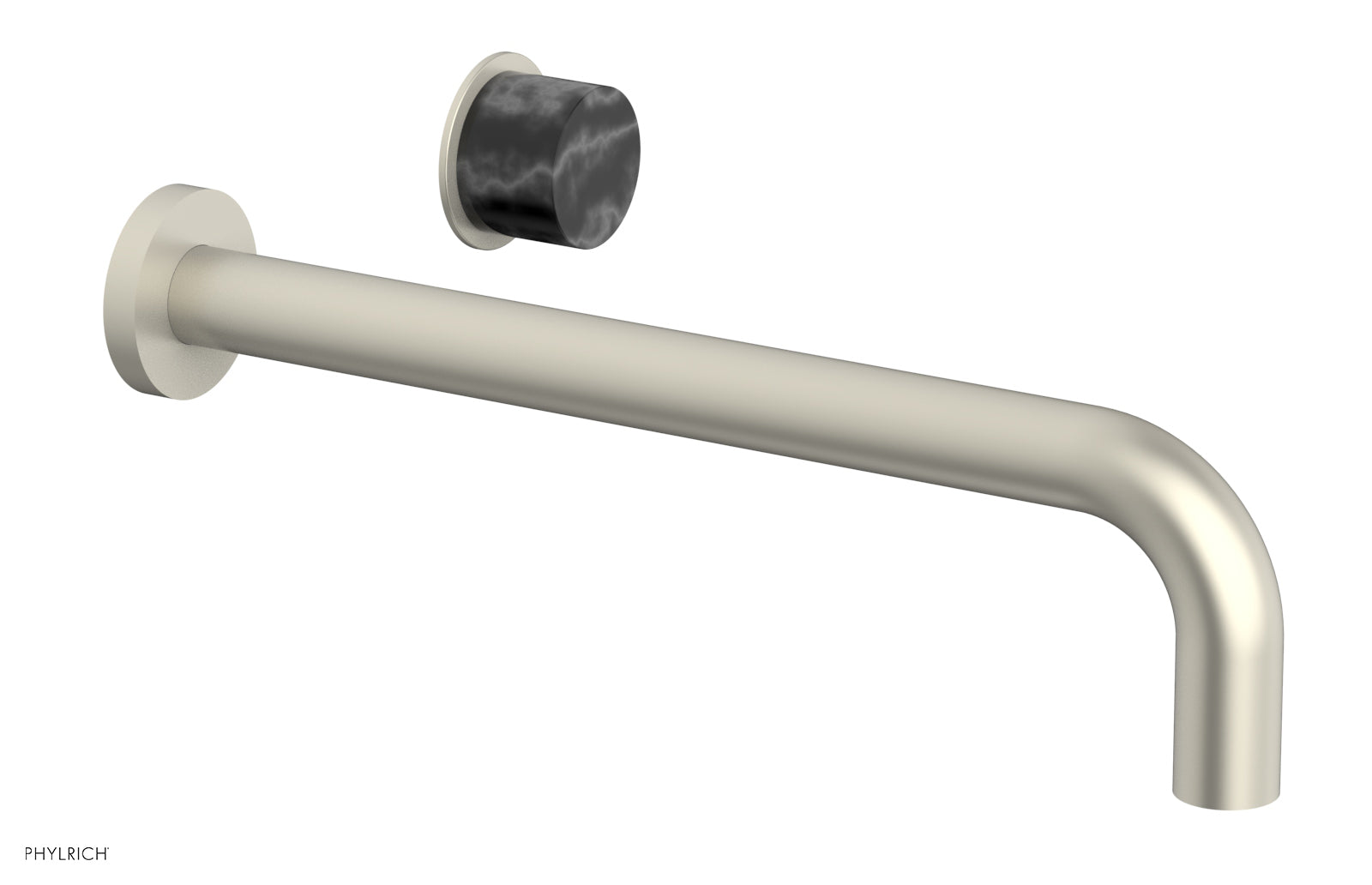 Phylrich Basic II 12" Single Handle Wall Lavatory Set - Black Marble Handle