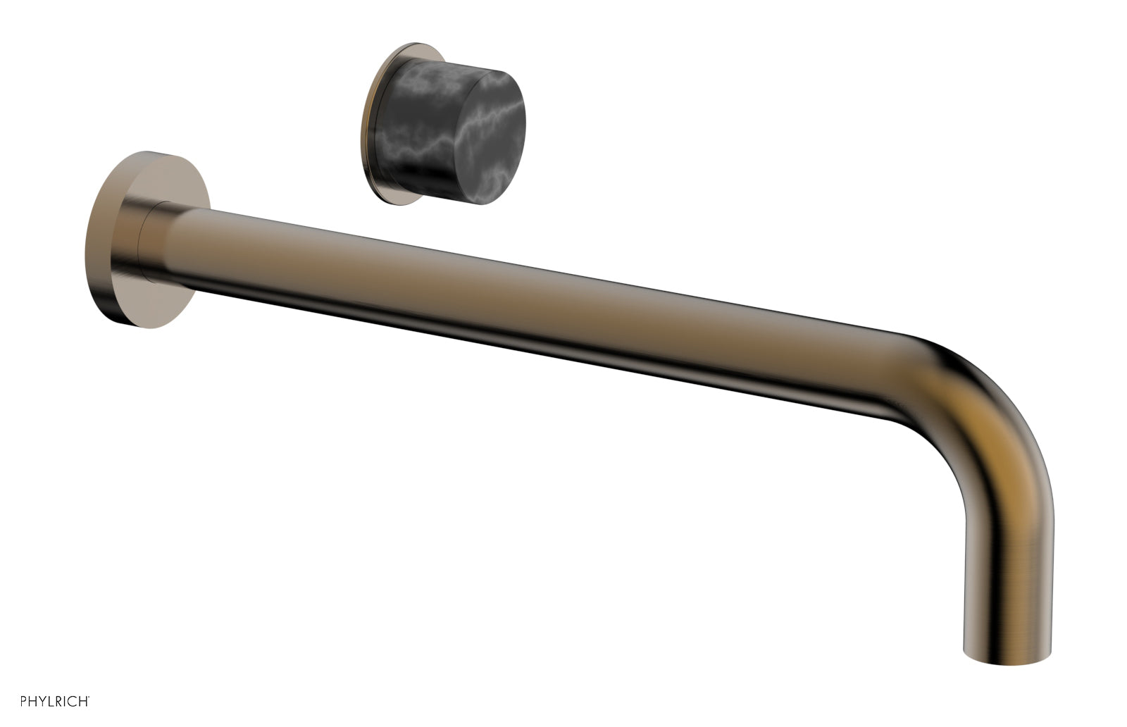 Phylrich Basic II 12" Single Handle Wall Lavatory Set - Black Marble Handle