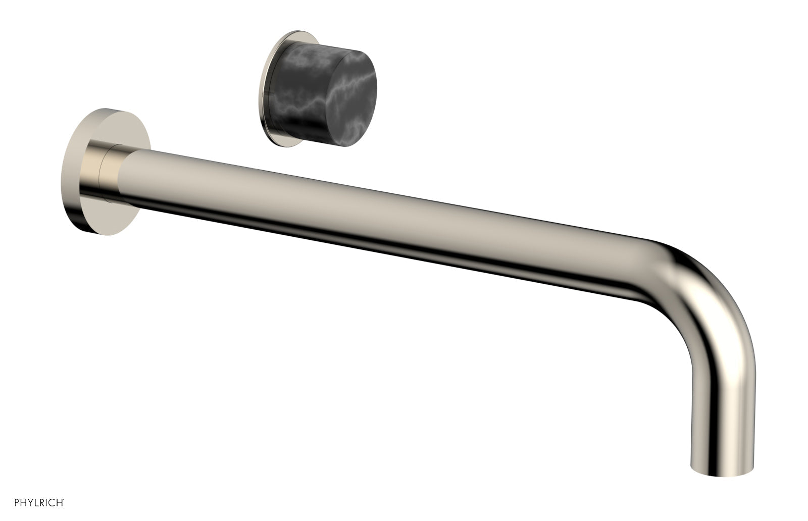 Phylrich Basic II 12" Single Handle Wall Lavatory Set - Black Marble Handle