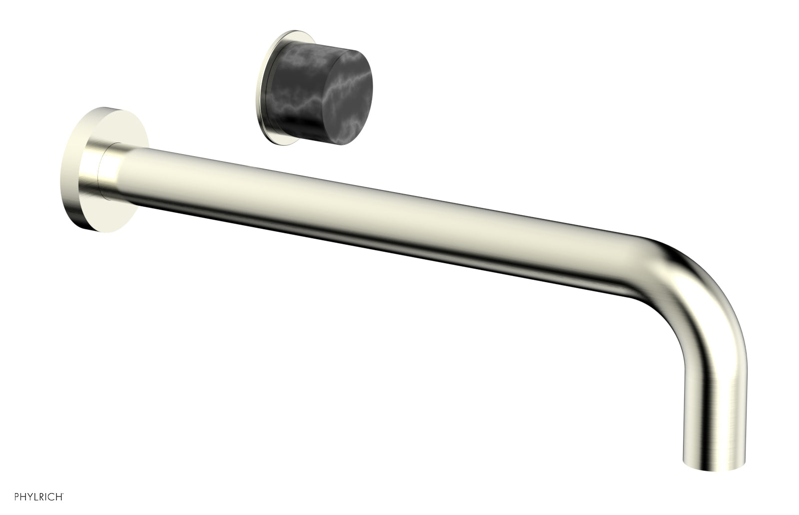 Phylrich Basic II 12" Single Handle Wall Lavatory Set - Black Marble Handle