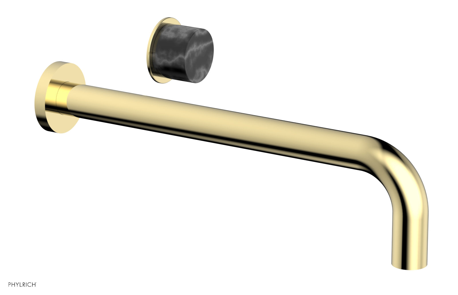 Phylrich Basic II 12" Single Handle Wall Lavatory Set - Black Marble Handle