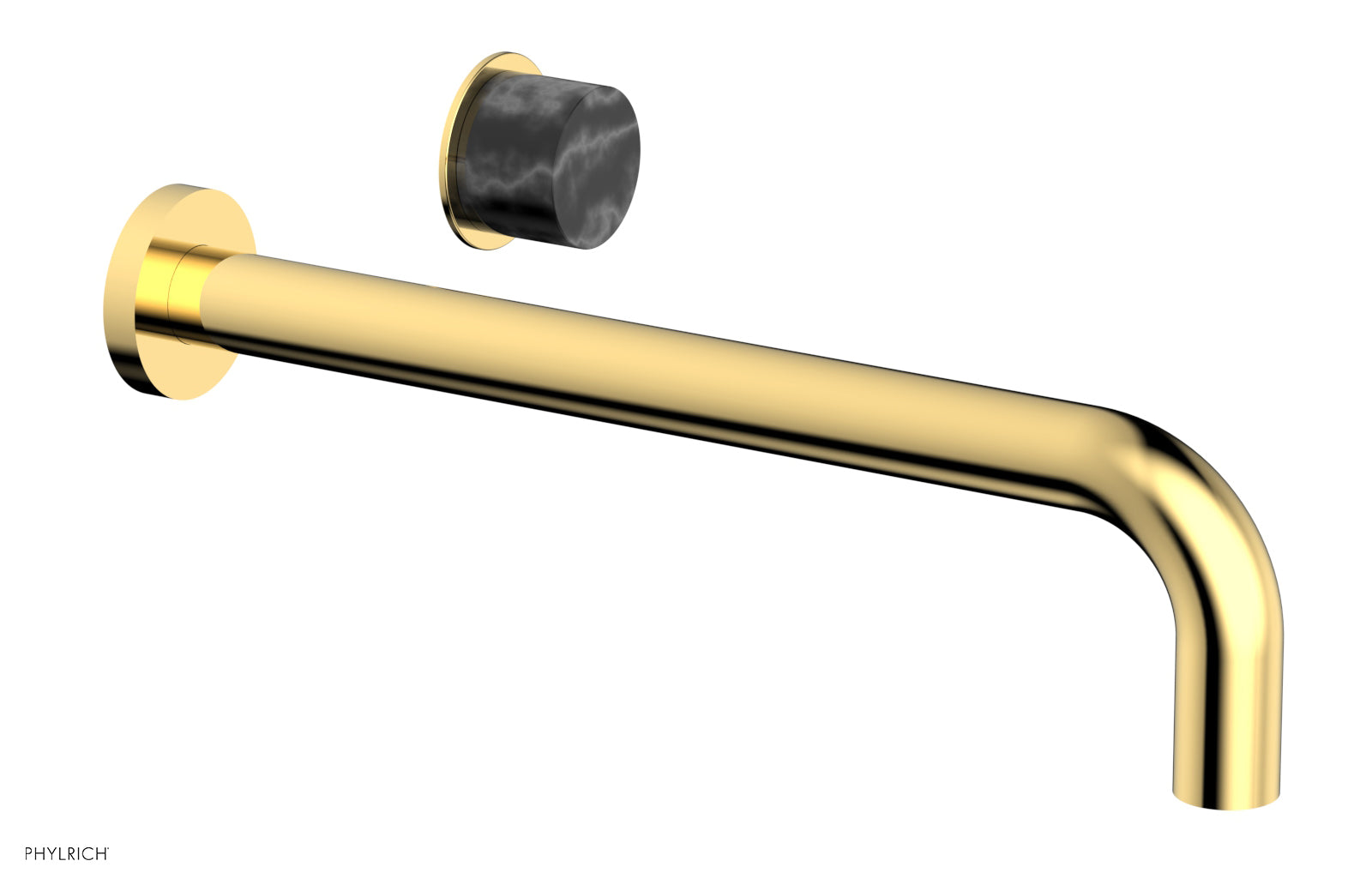 Phylrich Basic II 12" Single Handle Wall Lavatory Set - Black Marble Handle