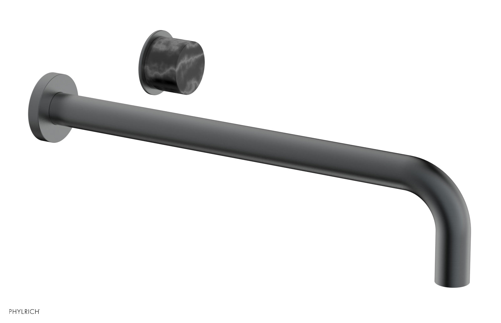 Phylrich Basic II 14" Single Handle Wall Lavatory Set - Black Marble Handle