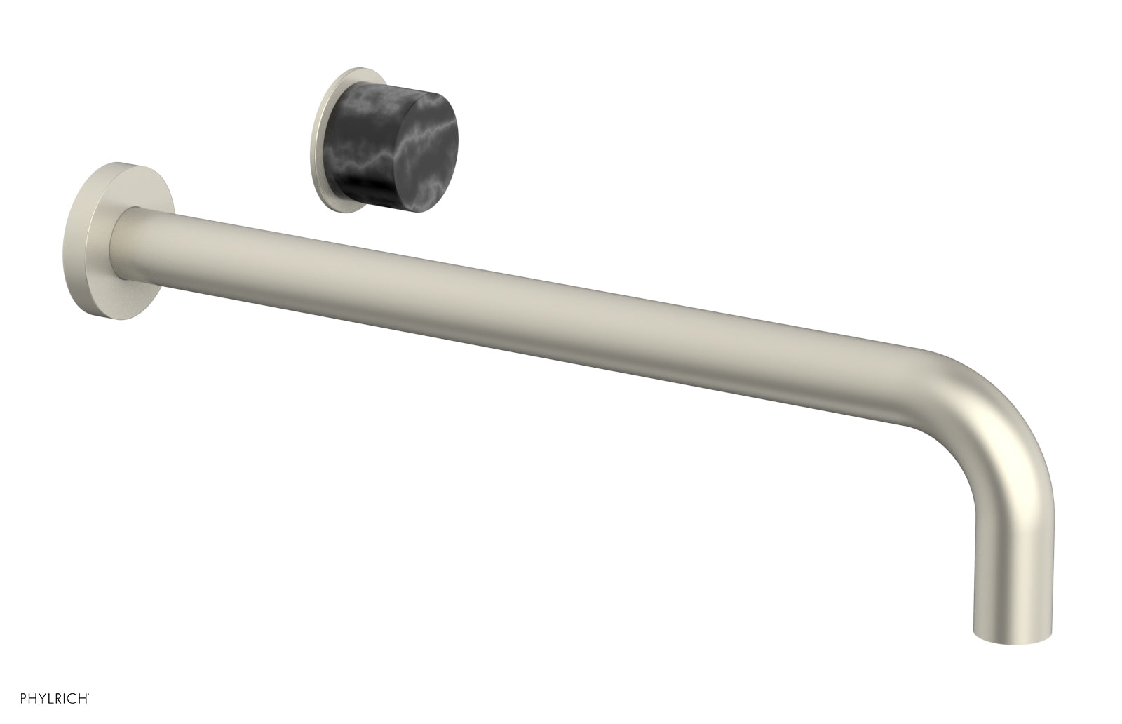 Phylrich Basic II 14" Single Handle Wall Lavatory Set - Black Marble Handle