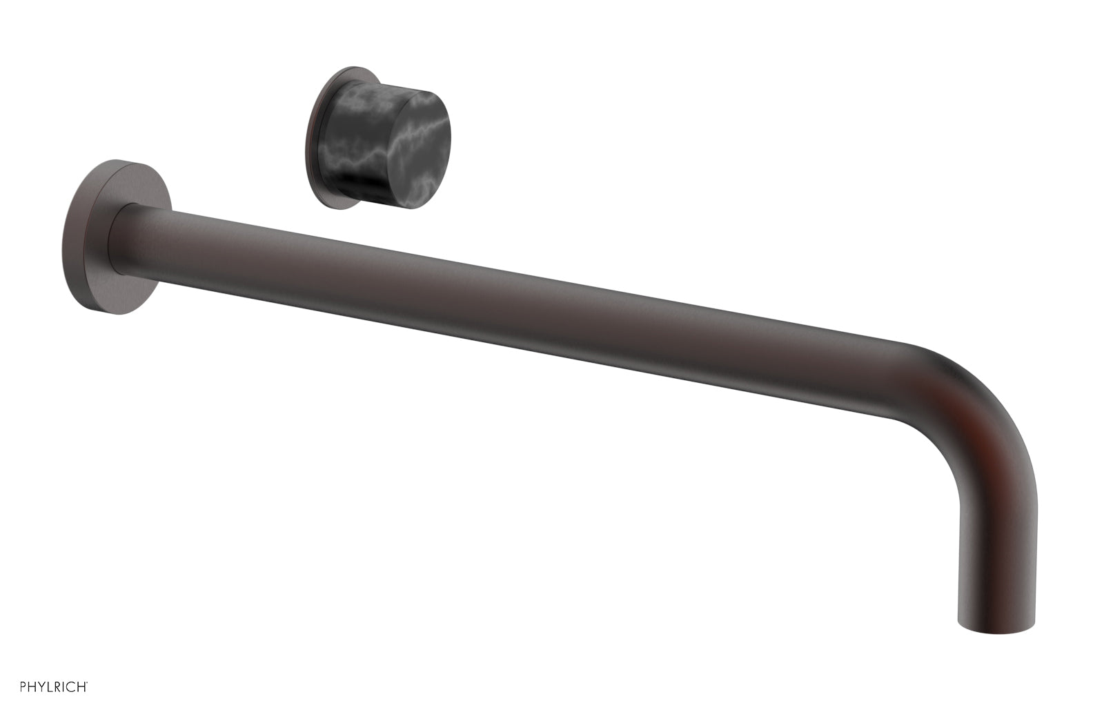 Phylrich Basic II 14" Single Handle Wall Lavatory Set - Black Marble Handle