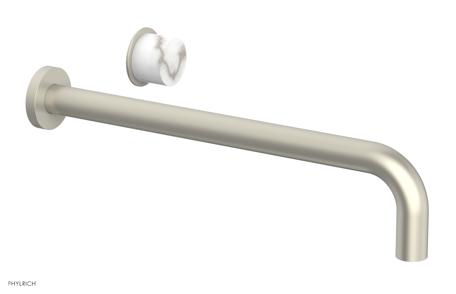 Phylrich Basic II 14" Single Handle Wall Lavatory Set - White Marble Handle