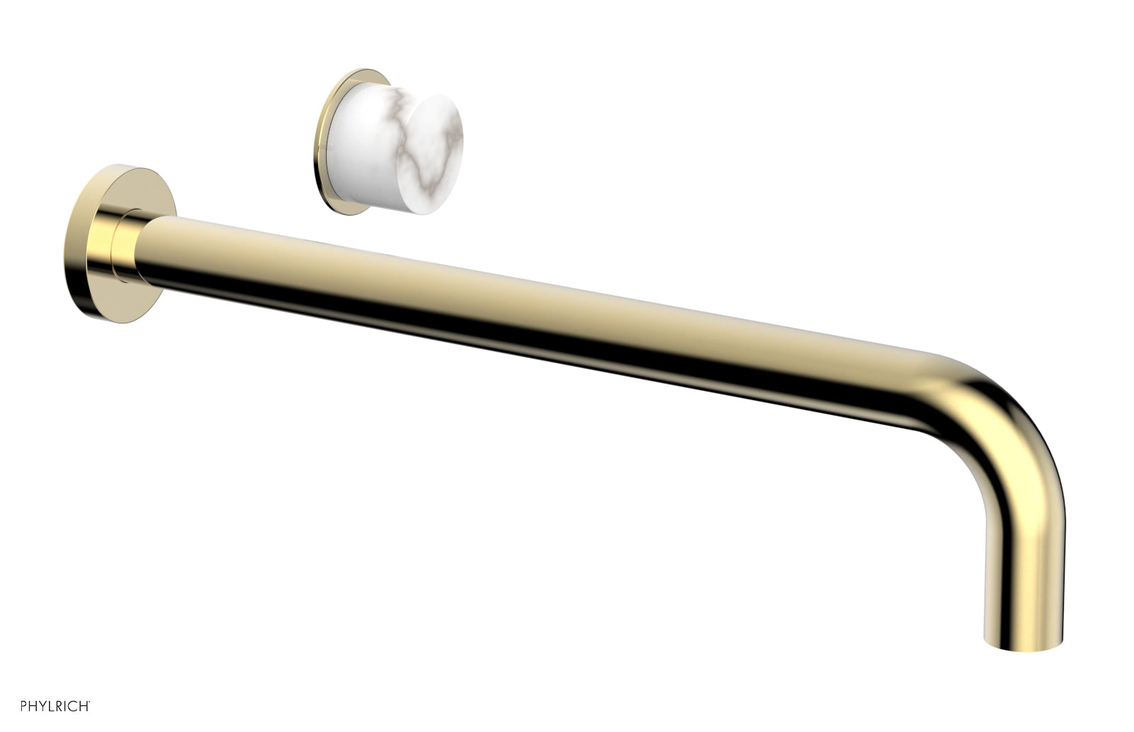 Phylrich Basic II 14" Single Handle Wall Lavatory Set - White Marble Handle