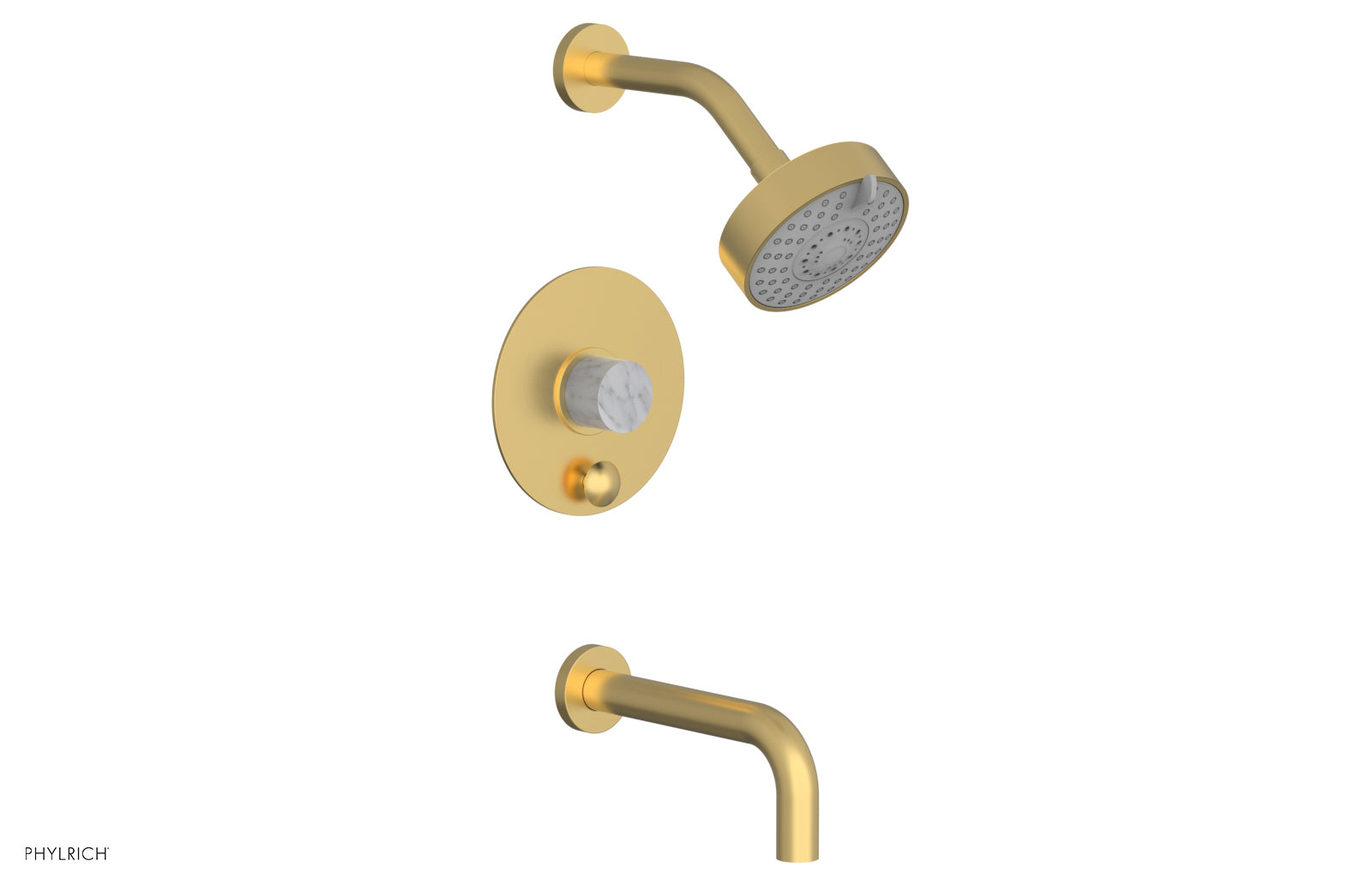 Phylrich BASIC II Pressure Balance Tub and Shower Set - White Marble