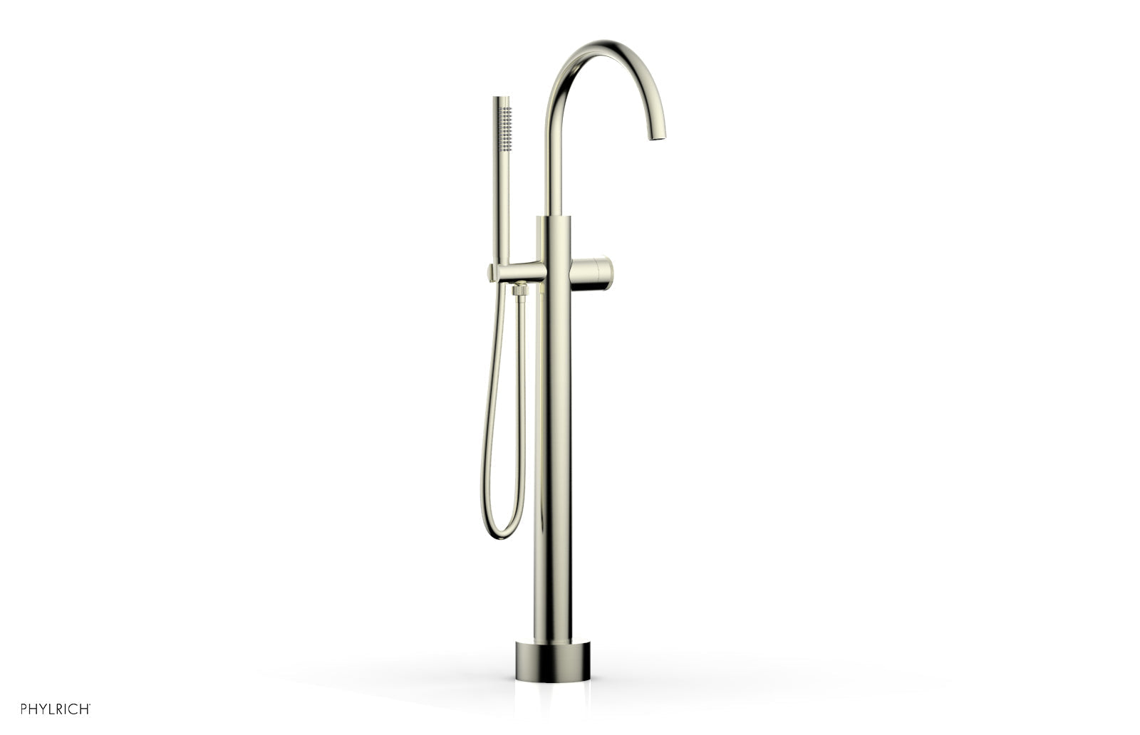 Phylrich BASIC II Low Floor Mount Tub Filler - Knurled Handle with Hand Shower