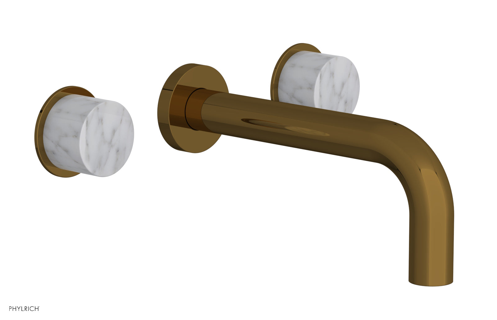 Phylrich BASIC II Wall Tub Set, White Marble Handles