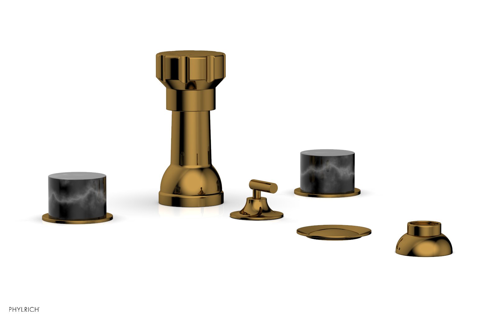 Phylrich BASIC II Four Hole Bidet Set - Marble Handles