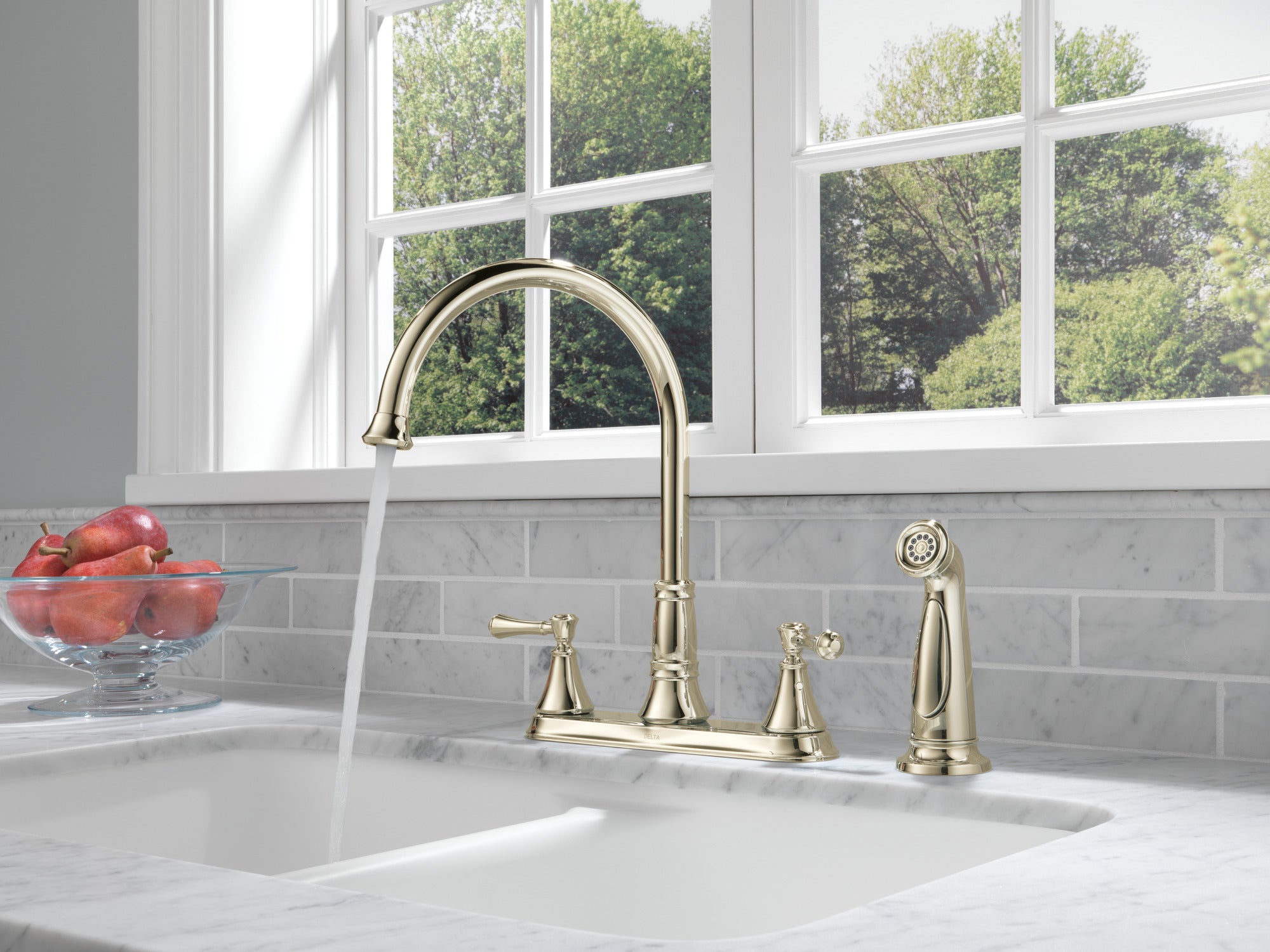 polished nickel kitchen faucet