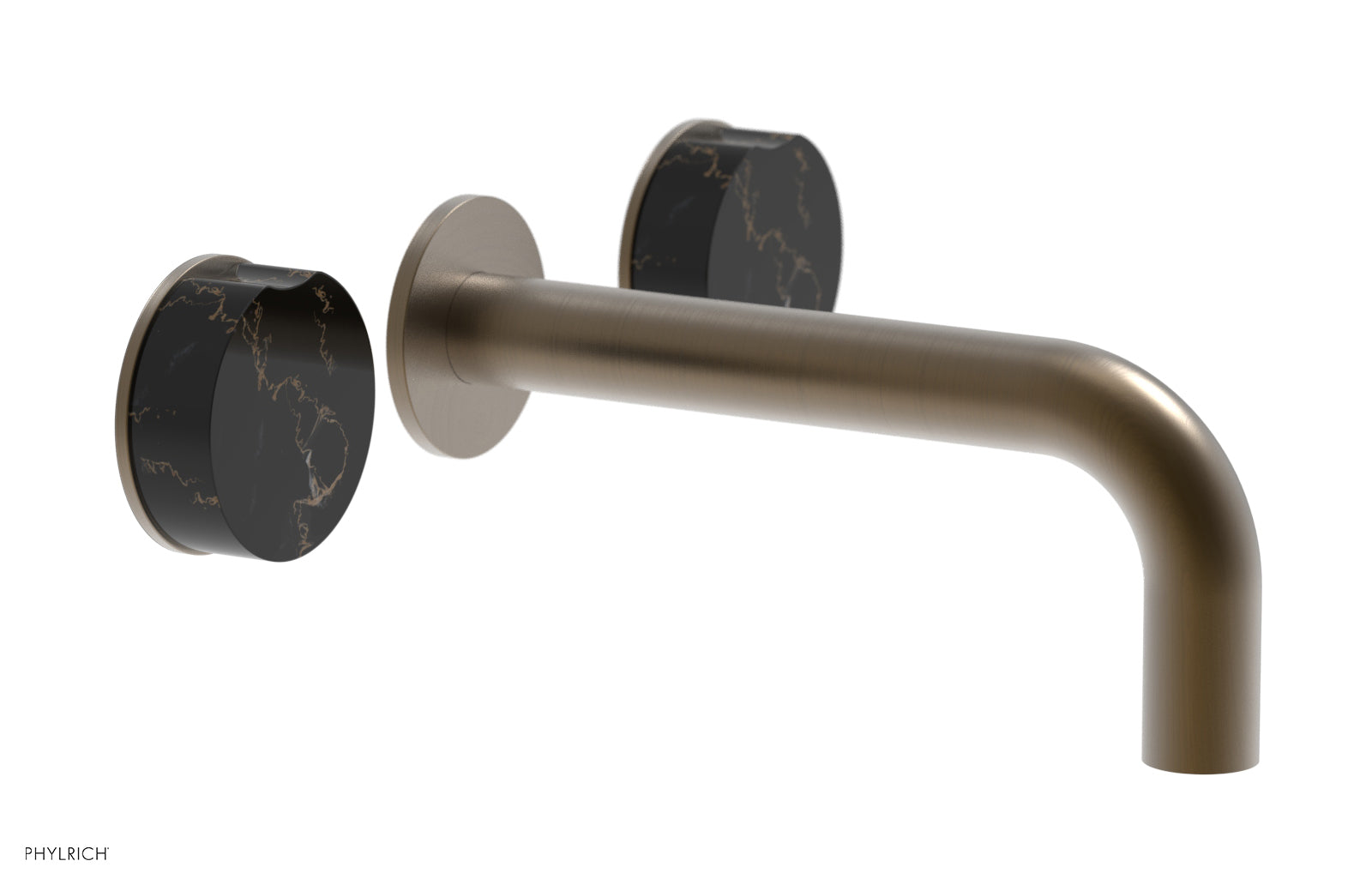 Phylrich CIRC Wall Lavatory Set, Black Marble Handles