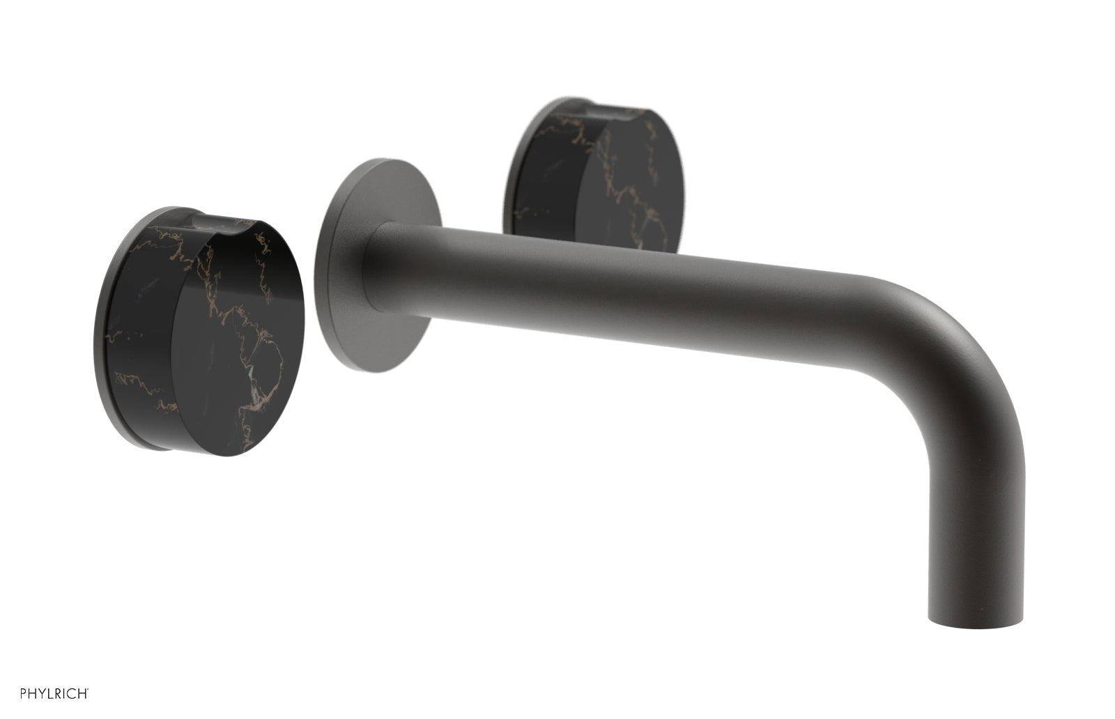 Phylrich CIRC Wall Lavatory Set, Black Marble Handles