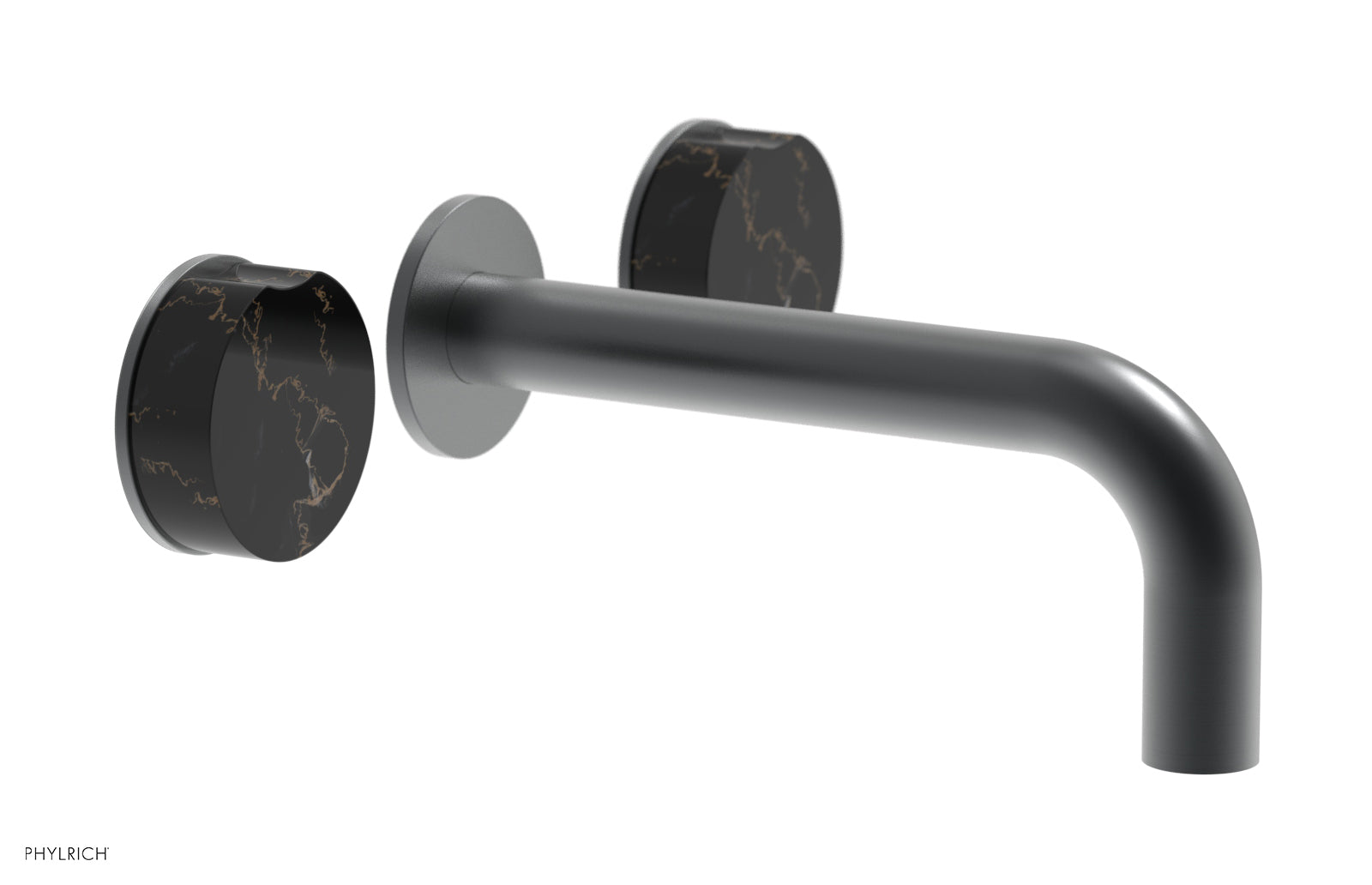 Phylrich CIRC Wall Lavatory Set, White Marble Handles